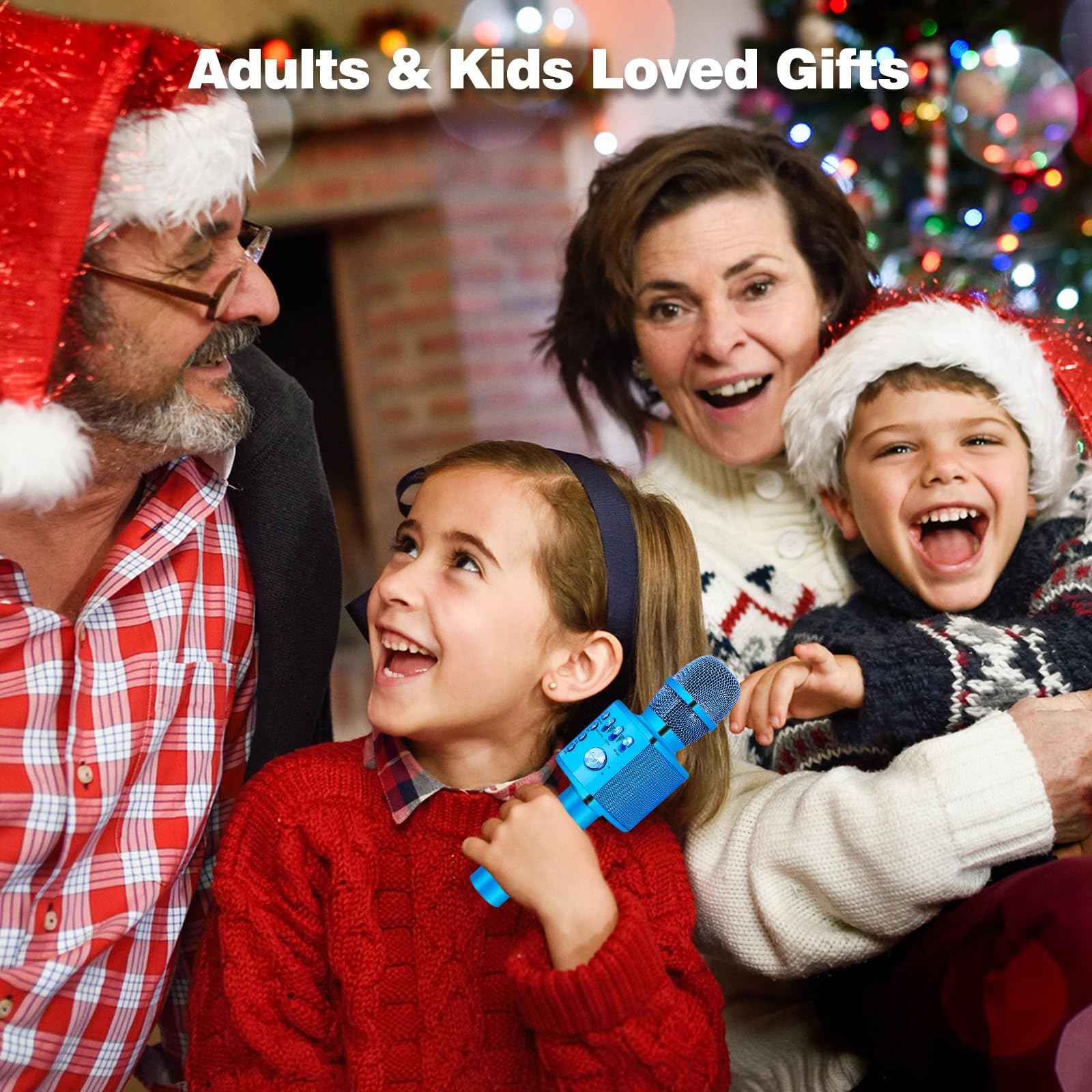 BONAOK Wireless Bluetooth Karaoke Microphone, Portable Toy Microphone for Singing, Gifts to Girls Boys Kids Adults All Age Q37（Bright Purple）