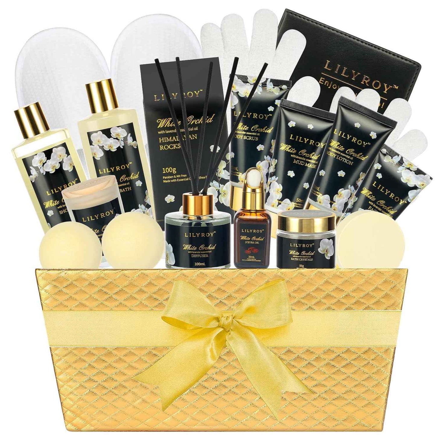 25Pcs Christmas Gifts for Women - Luxury Bath and Body Spa Gift Basket for Women with Necklace | Relaxing Care Kit Valentine's Mothers Day Gifts for Mom Gift Baskets for Anniversary or Bridal Shower