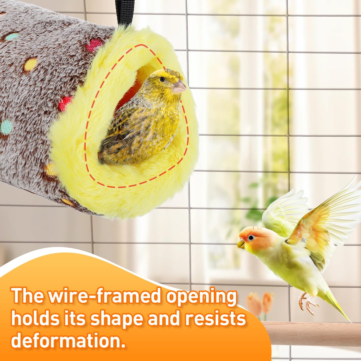 MEWTOGO Medium Winter Warm Bird Nest for Cage - Comfortable Birds Bed with Support Plate, Hanging Shed Hideaway Hammock Hut Gift for Macaws African Grey Amazon Parrots