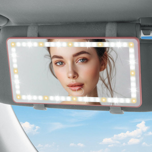 JOYTUTUS Car Sun Visor Vanity Mirror with Lights, 3 Light Modes & 60 LEDs, Rechargeable Dimmable Touch Control Travel Makeup Mirror for Truck SUV