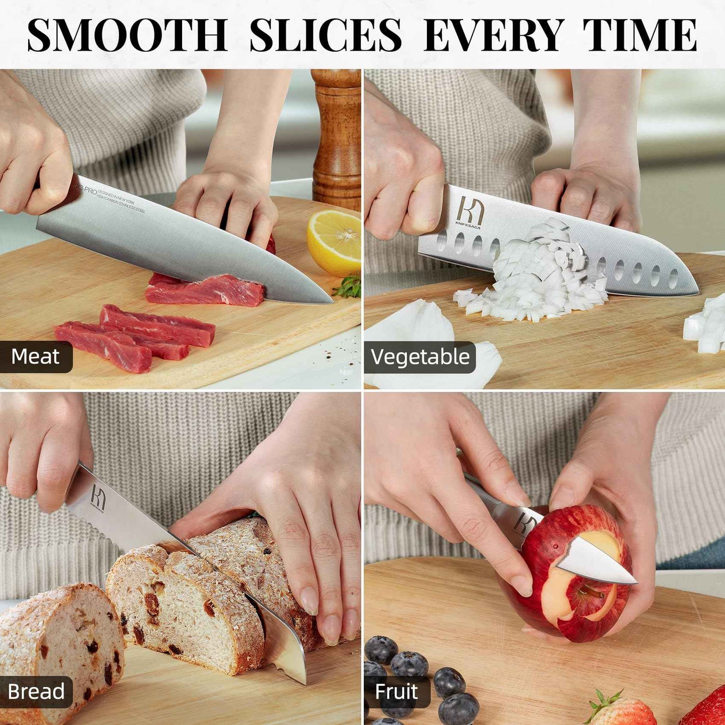 Knife Set Premium, Japanese 14 Pcs Kitchen Knife Block Set Enduring Razor Sharp High Carbon Stainless Steel, Black Chef Knives Set with Built-in Sharpener and Quality Acacia Wood Block