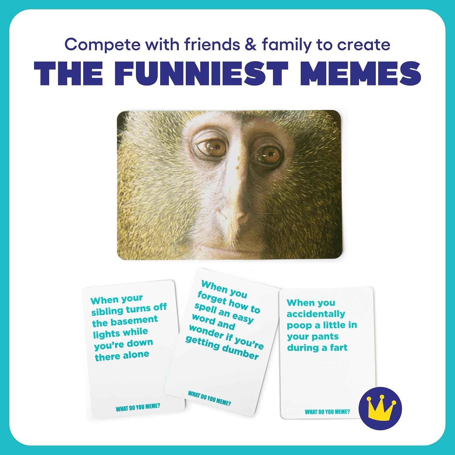 WHAT DO YOU MEME? Family Edition by Relatable, Family Games for Kids 8+, The TikTok Viral, Includes 300 Caption Cards, 108 Photo Cards, Stocking Stuffers Idea for Families