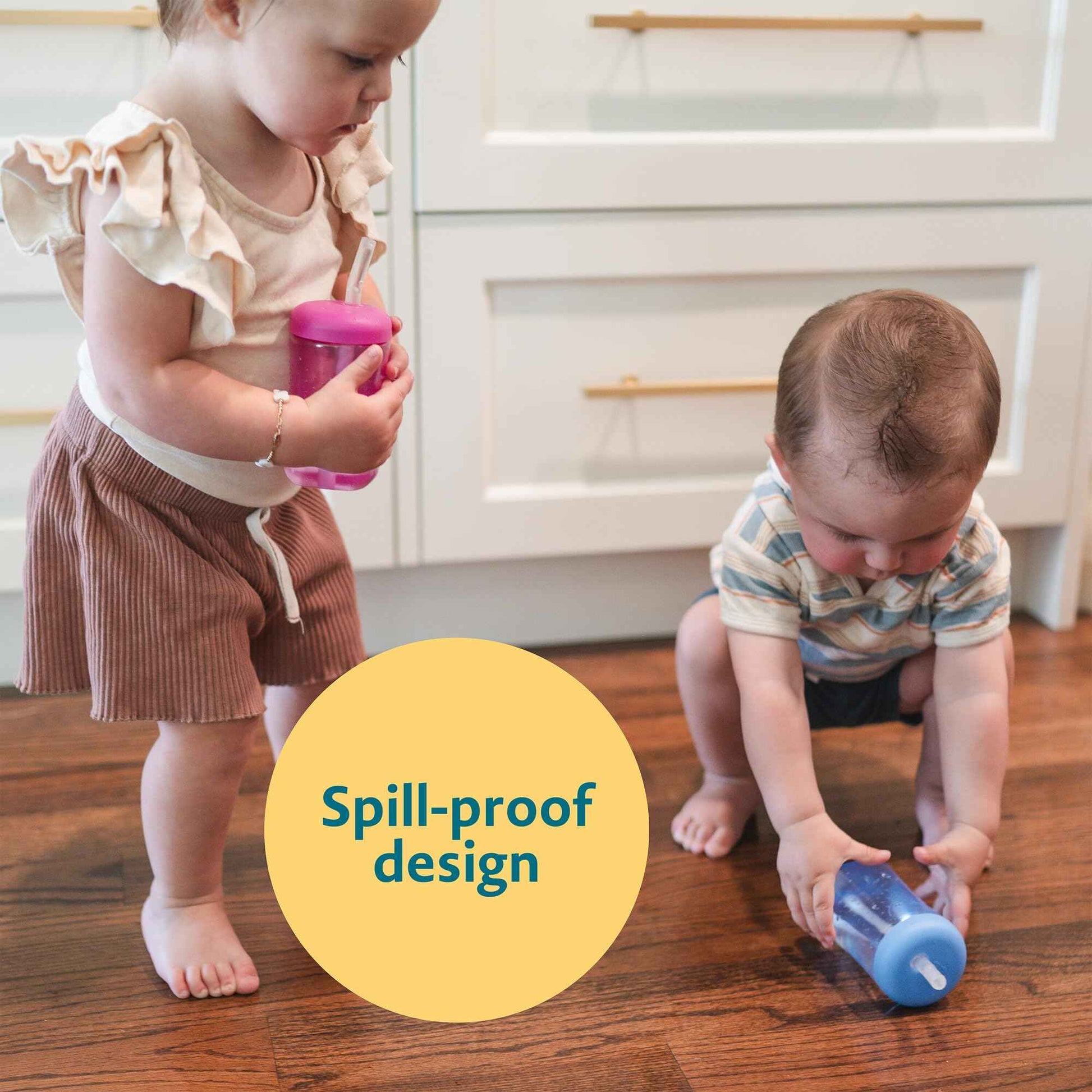 The First Years Squeeze & Sip Toddler Straw Cups - Squeezable Transition Sippy Cup with Silicone Straw - Toddler Feeding Supplies - Pink/Purple/Blue - 7 Oz - 3 Count - Ages 6 Months and Up