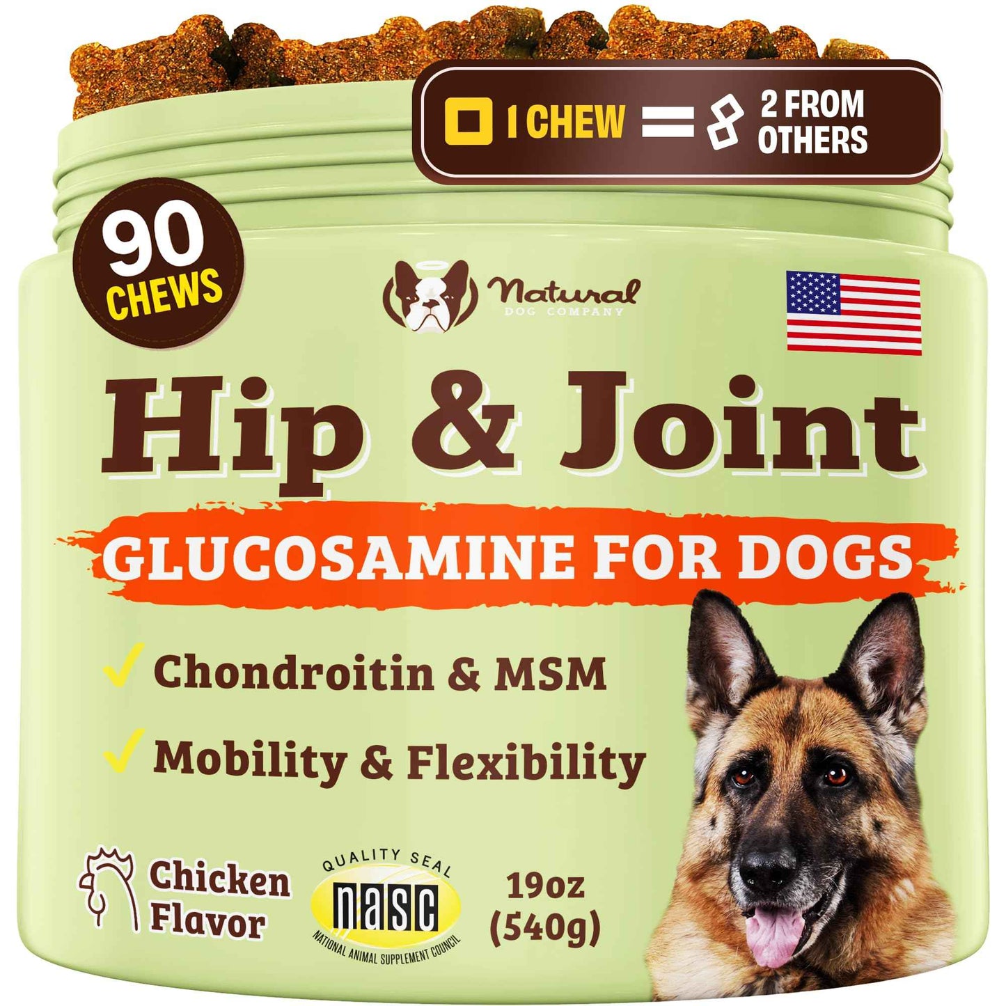 Natural Dog Company Liquid Glucosamine Hip & Joint Oil for Dogs, 16 oz, Extra Strength Cartilage & Joint Support, Helps Mobility and Eases Occasional Stiffness, Dog Vitamins & Supplements