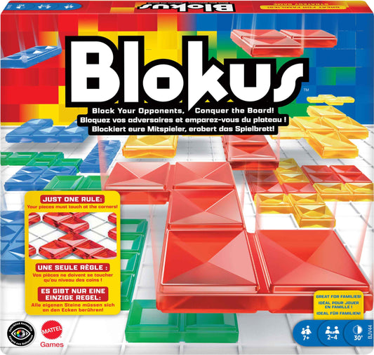 Mattel Games Blokus XL Board Games for Family Night, Brain Games for 2 to 4 Players, Oversized Board and Pieces (Amazon Exclusive)