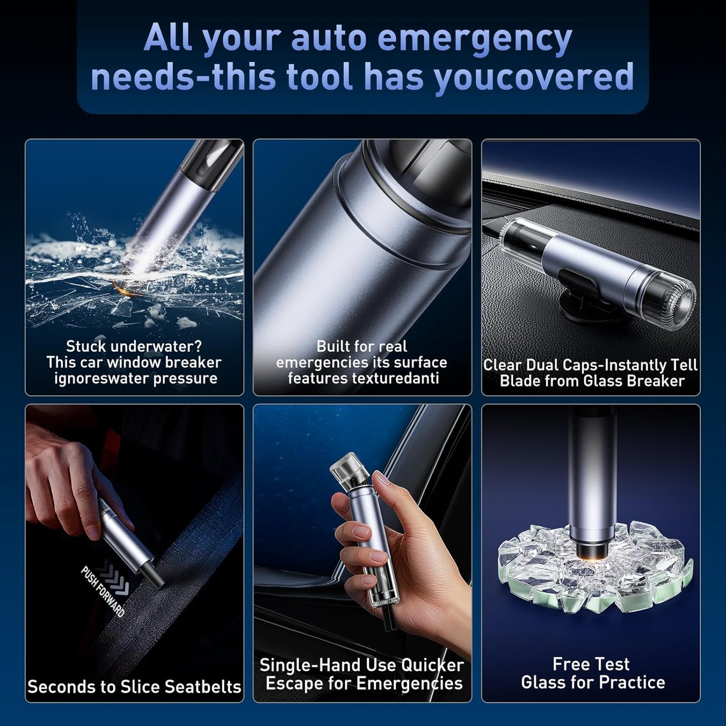 Emergency Car Window Breaker Tool, 2 in 1 Life Hammer car Escape Tool, Window Breaker Seatbelt Cutter for All Cars, car Escape Tool, Small Hammer, Seatbelt Cutter, Glass Cutter, Auto zubehör