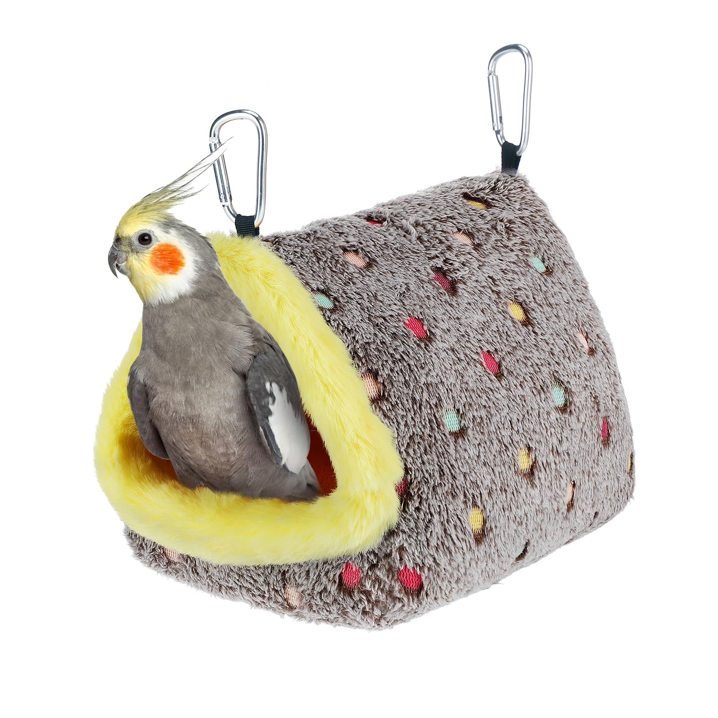 MEWTOGO Medium Winter Warm Bird Nest for Cage - Comfortable Birds Bed with Support Plate, Hanging Shed Hideaway Hammock Hut Gift for Macaws African Grey Amazon Parrots