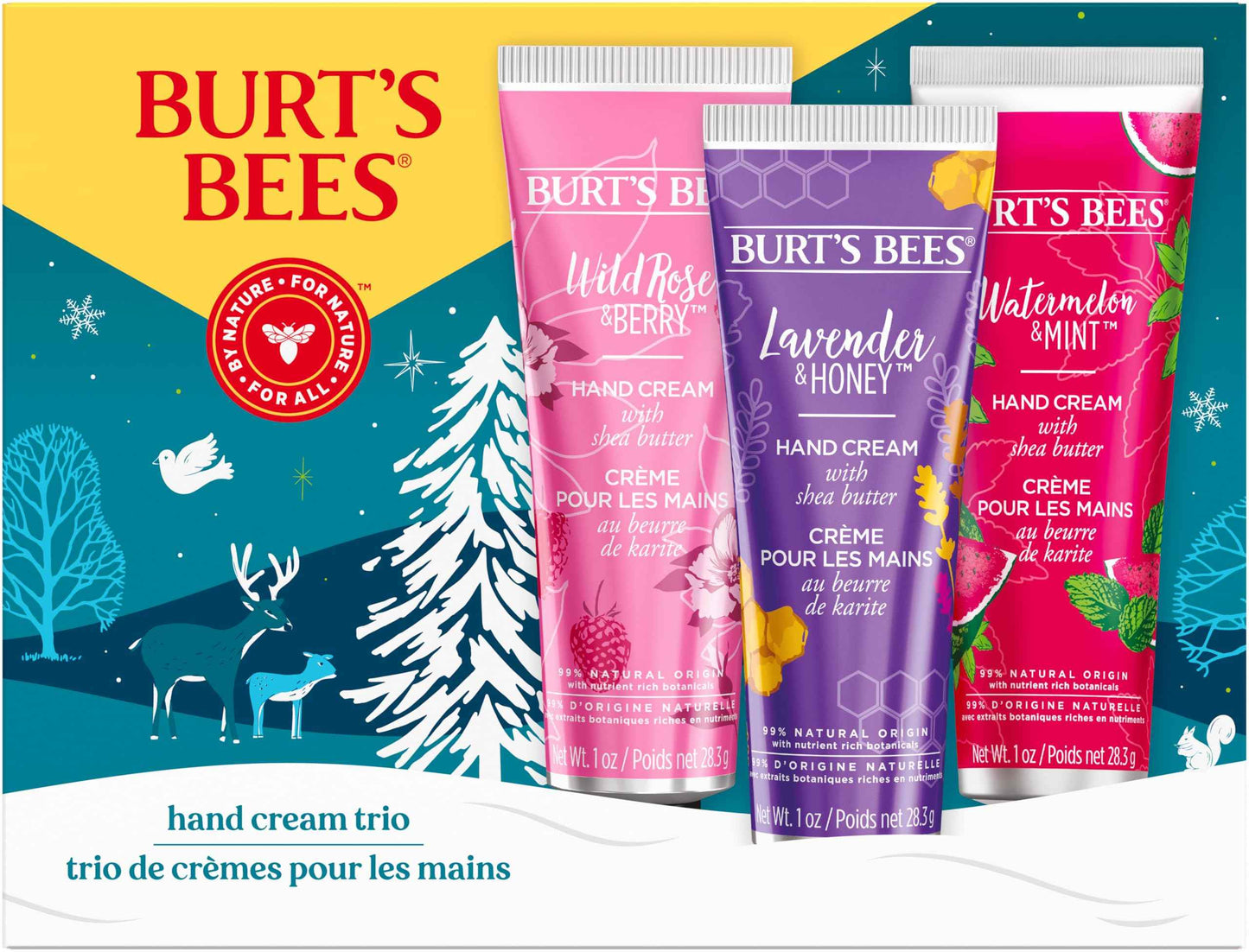 Burt's Bees Christmas Gifts, 3 Body Skincare Stocking Stuffers, Hand Repair Set, 3 Hand Creams plus Gloves - Almond Milk Hand Cream, Lemon Butter Cuticle Cream, Shea Butter Hand Repair Cream