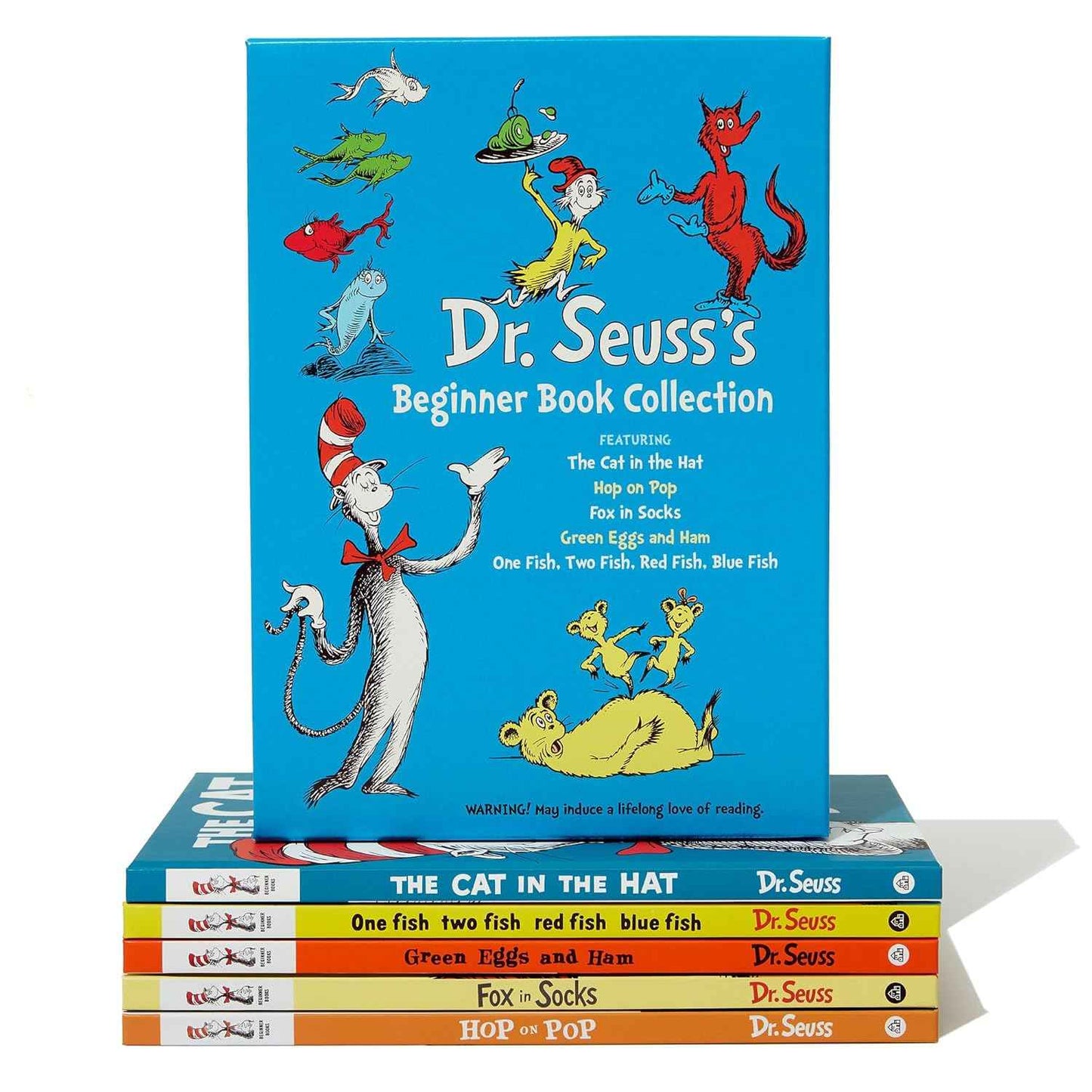 Dr. Seuss's Beginner Book Boxed Set Collection: The Cat in the Hat; One Fish Two Fish Red Fish Blue Fish; Green Eggs and Ham; Hop on Pop; Fox in Socks