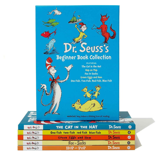 Dr. Seuss's Beginner Book Boxed Set Collection: The Cat in the Hat; One Fish Two Fish Red Fish Blue Fish; Green Eggs and Ham; Hop on Pop; Fox in Socks