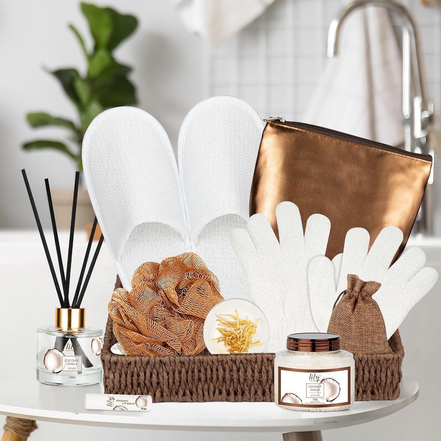 25Pcs Christmas Gifts for Women - Luxury Bath and Body Spa Gift Basket for Women with Necklace | Relaxing Care Kit Valentine's Mothers Day Gifts for Mom Gift Baskets for Anniversary or Bridal Shower