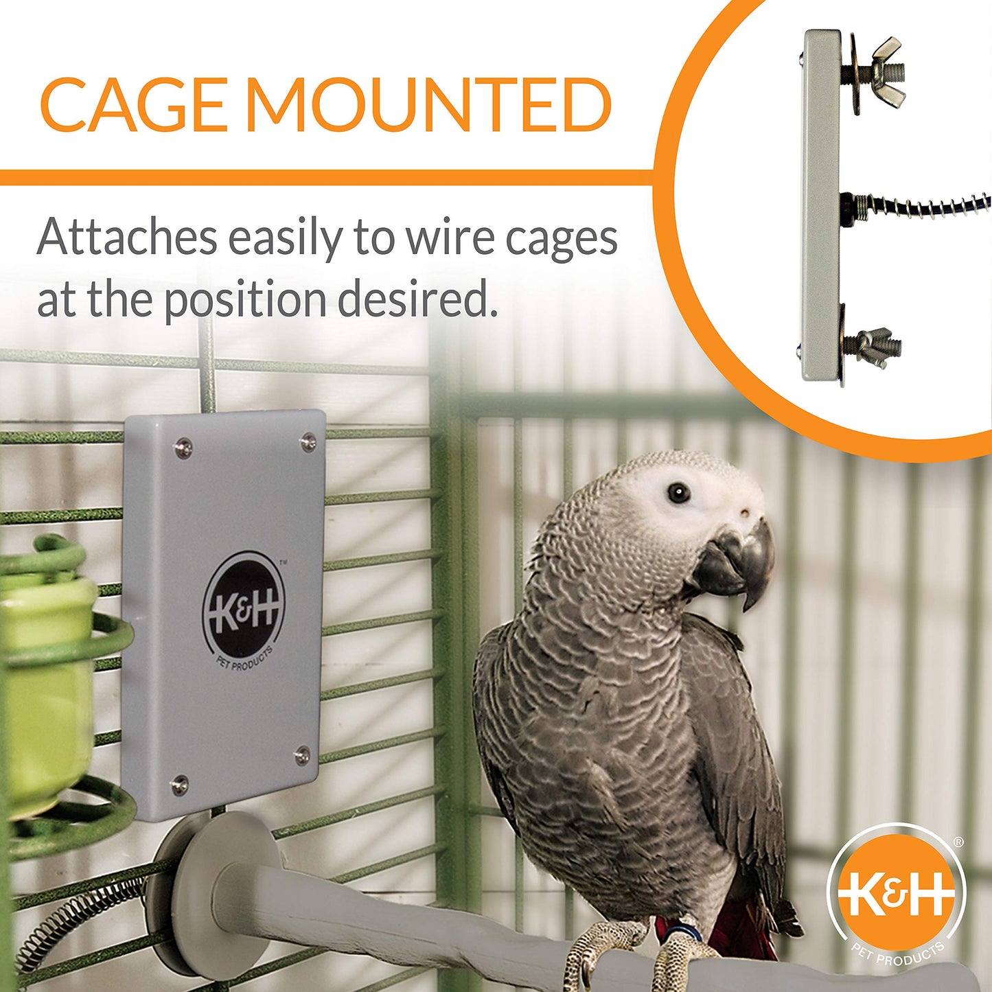 K&H Pet Products Snuggle-Up Bird Cage Heater, Bird Cage Accessory, Exotic Avian Warming Panel for Small Exotics Like Parakeet, Cockatiel, Canary - Small 5 X 3in Gray 12V