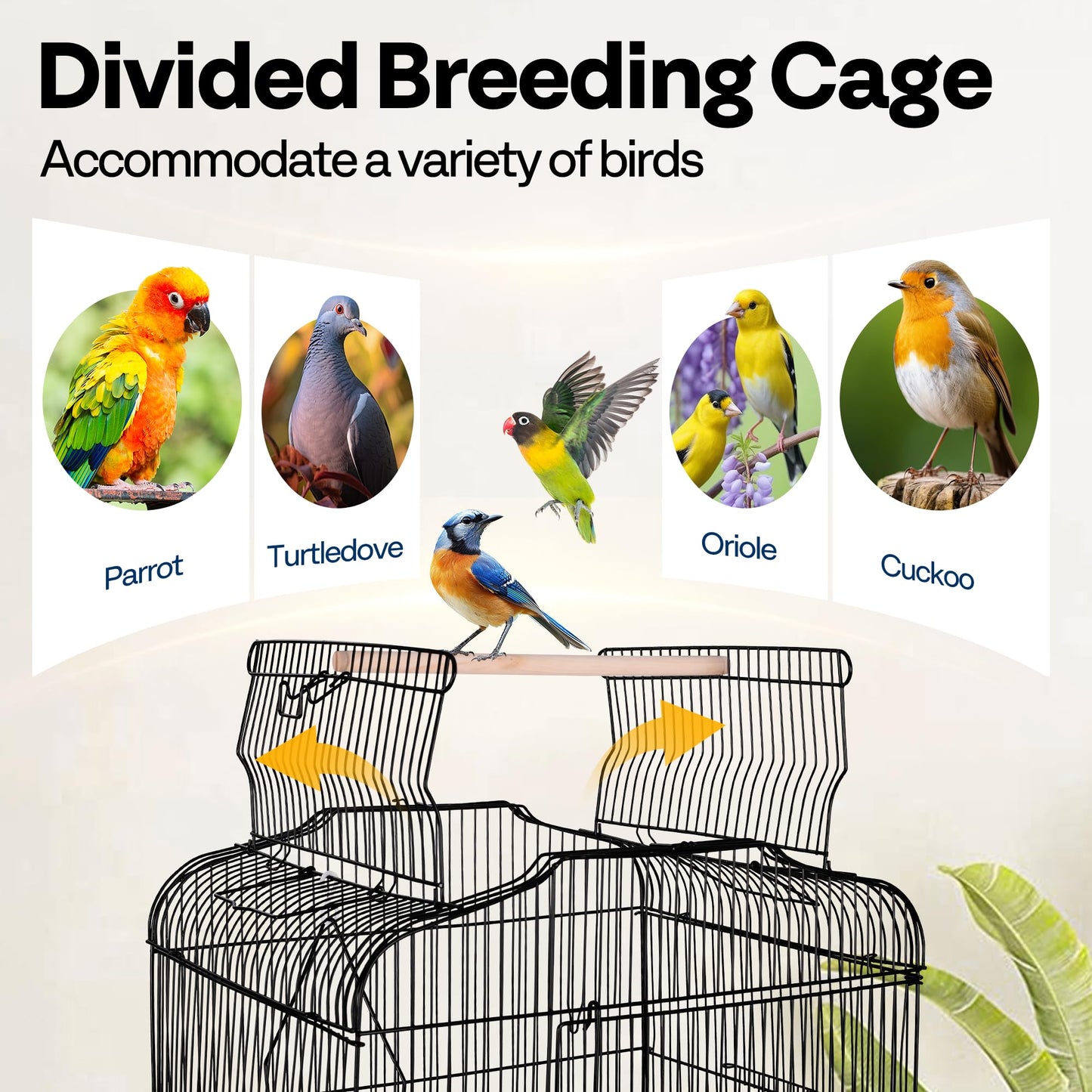 VIVOHOME 64 Inch Bird Cage with Play Top and Rolling Stand for Parrots Conures Lovebird Cockatiel Parakeets Gray