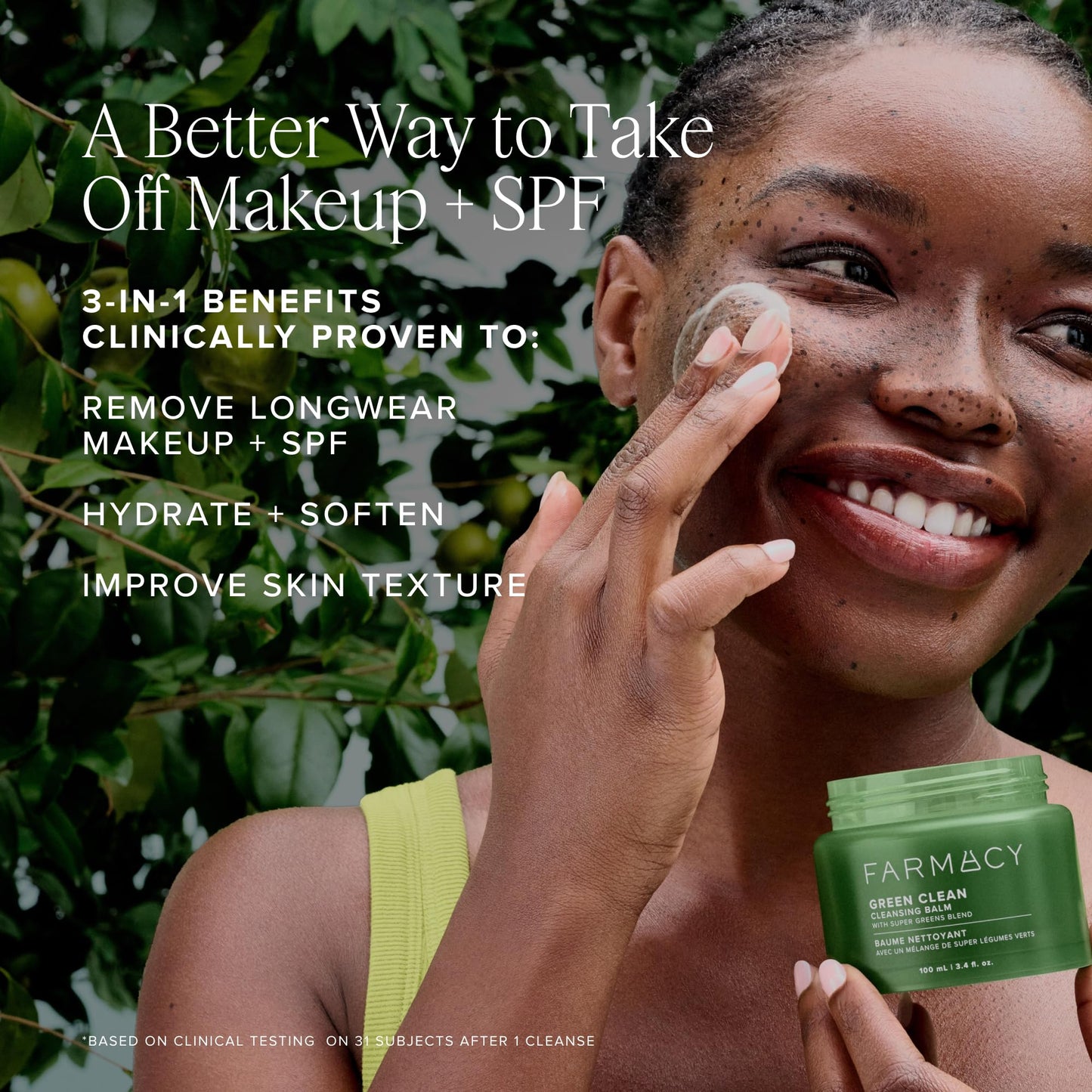 Farmacy Makeup Remover Cleansing Balm - Green Clean Waterproof Makeup Remover + Oil Based Cleanser - Gentle Exfoliating Double Cleanser - Melts From Balm to Milky Lather (50ml) jlhbookstore.store