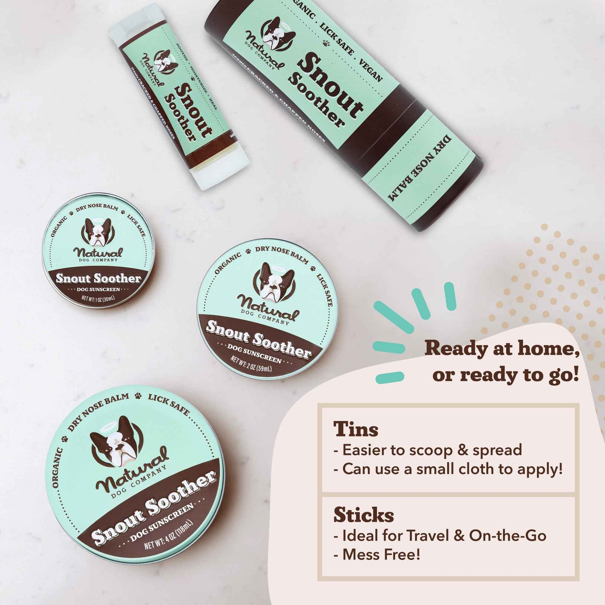 Natural Dog Company Snout Soother Travel Stick 0.15 oz – All Natural Dog Nose Balm for Dry, Cracked Snouts – Organic Moisturizing & Soothing Balm – Lick-Safe Mini Snout Care, Made in USA