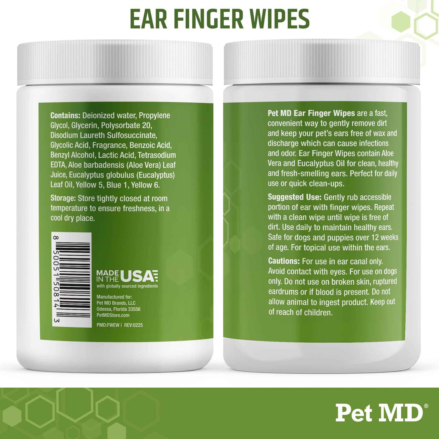 Pet MD - Dog Ear Cleaner Wipes - Otic Cleanser for Dogs to Stop Ear Itching, and Infections with Aloe and Eucalyptus - 100 Count
