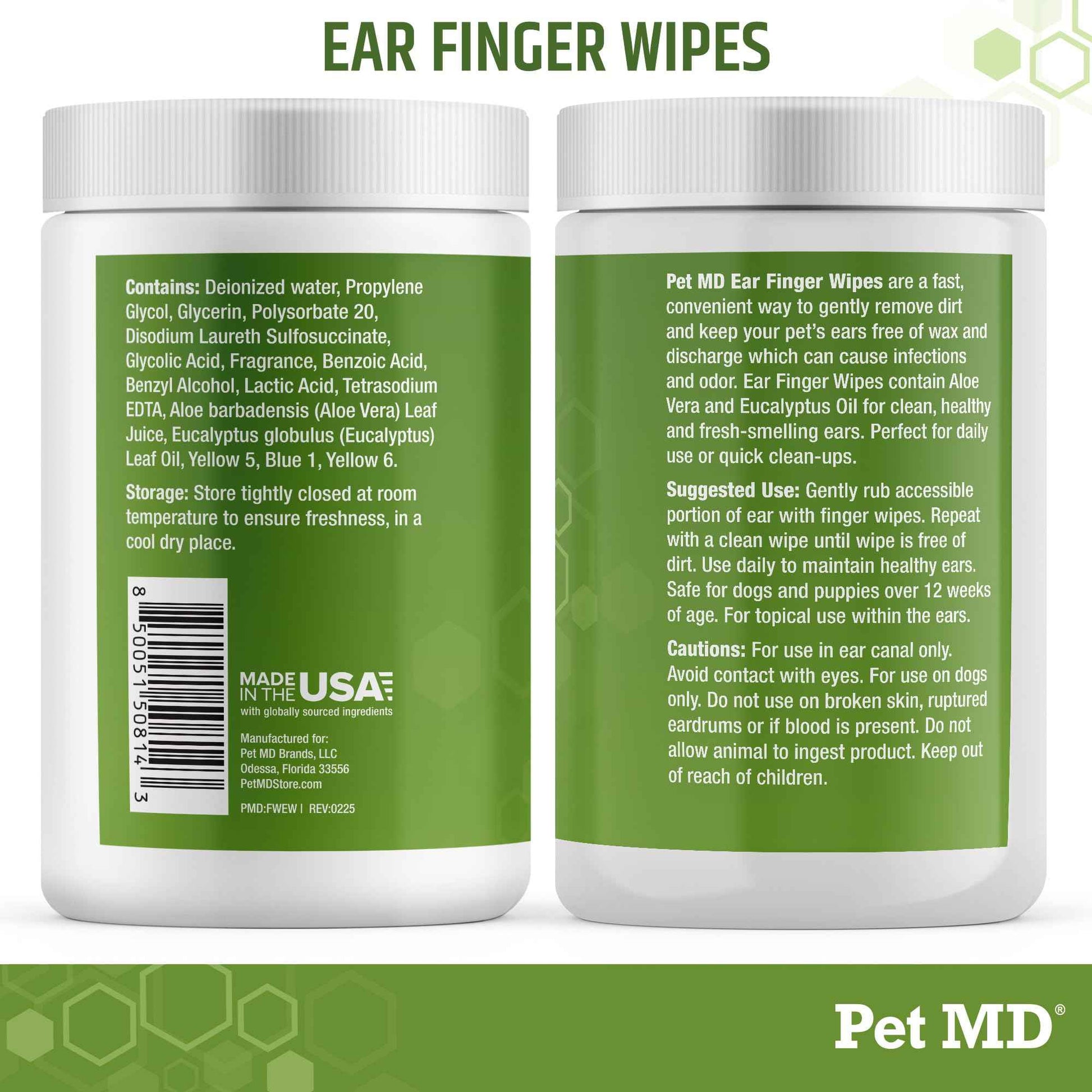 Pet MD - Dog Ear Cleaner Wipes - Otic Cleanser for Dogs to Stop Ear Itching, and Infections with Aloe and Eucalyptus - 100 Count