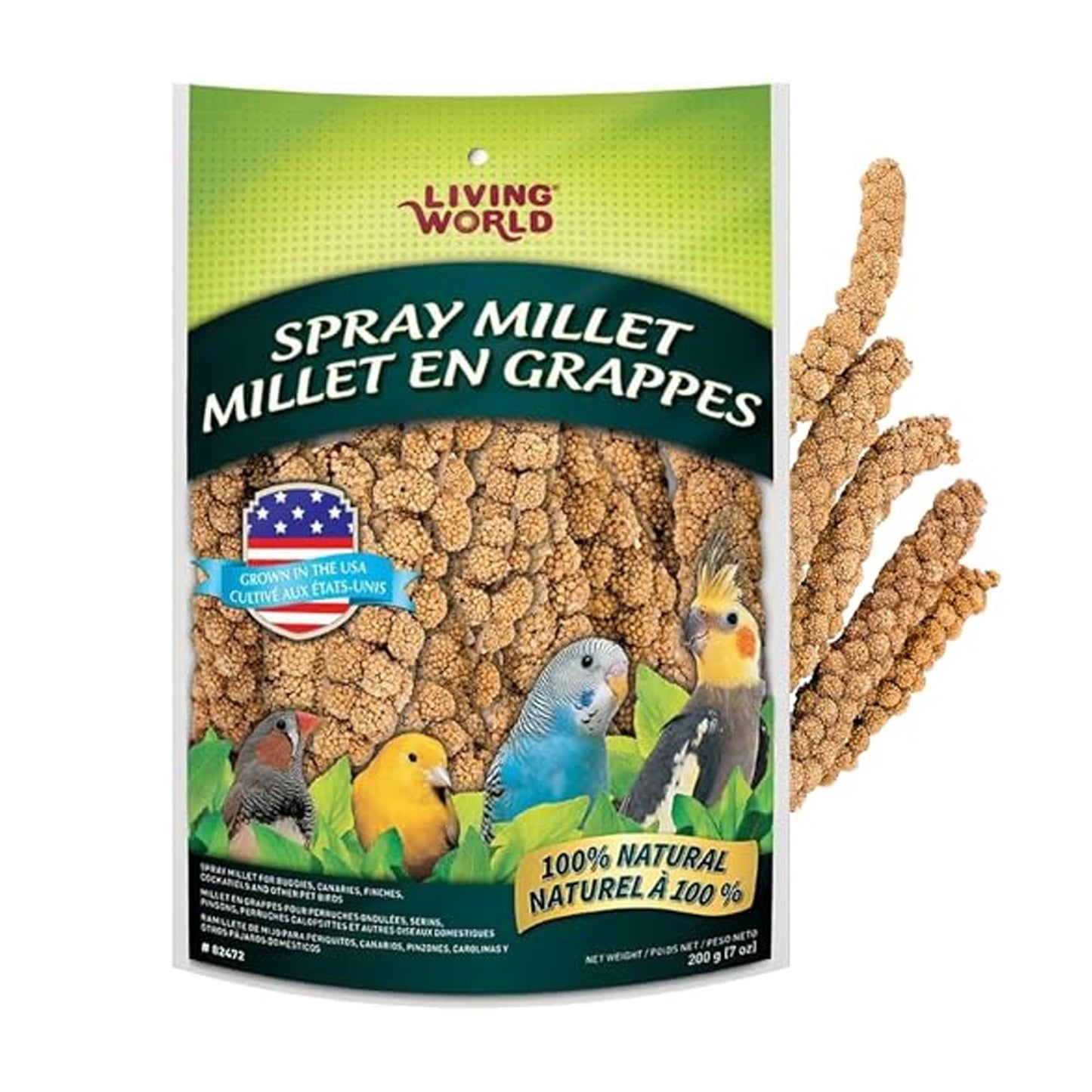 Living World - Millet Spray for Birds, 3.5 Oz – Premium Treat for Budgies, Canaries, Finches, Cockatiels and Other Pet Birds