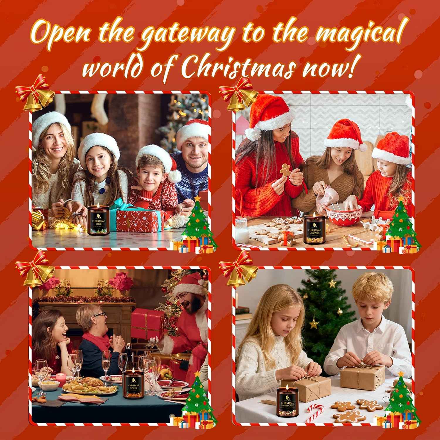 Fall Candle Set, Fall Scented Candles for Home, 4 Pack Soy Candle Set, Autumn Gifts for Women Men, Autumn Scents of Vanilla Pumpkin/Cinnamon Clove/Apple Pie/Fall Party