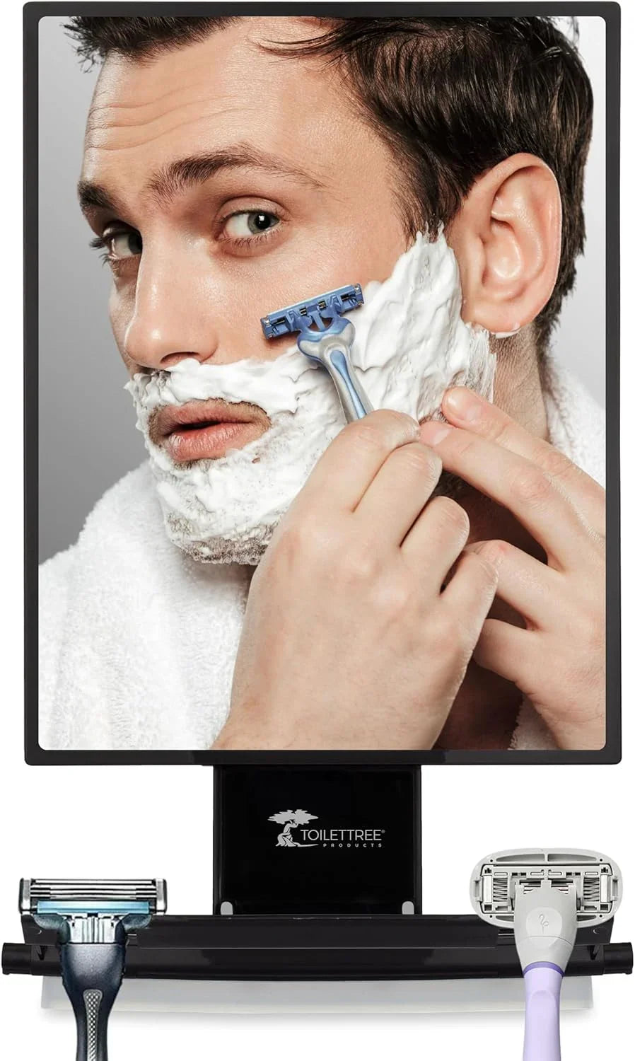 ToiletTree Products Fogless Shower Mirror - Anti-Fog Mirror - Adjustable Shaving Mirror with a Squeegee - Rust-Proof, Impact-Resistance Bathroom Shower Mirror - Tall - Jlhbookstore.store