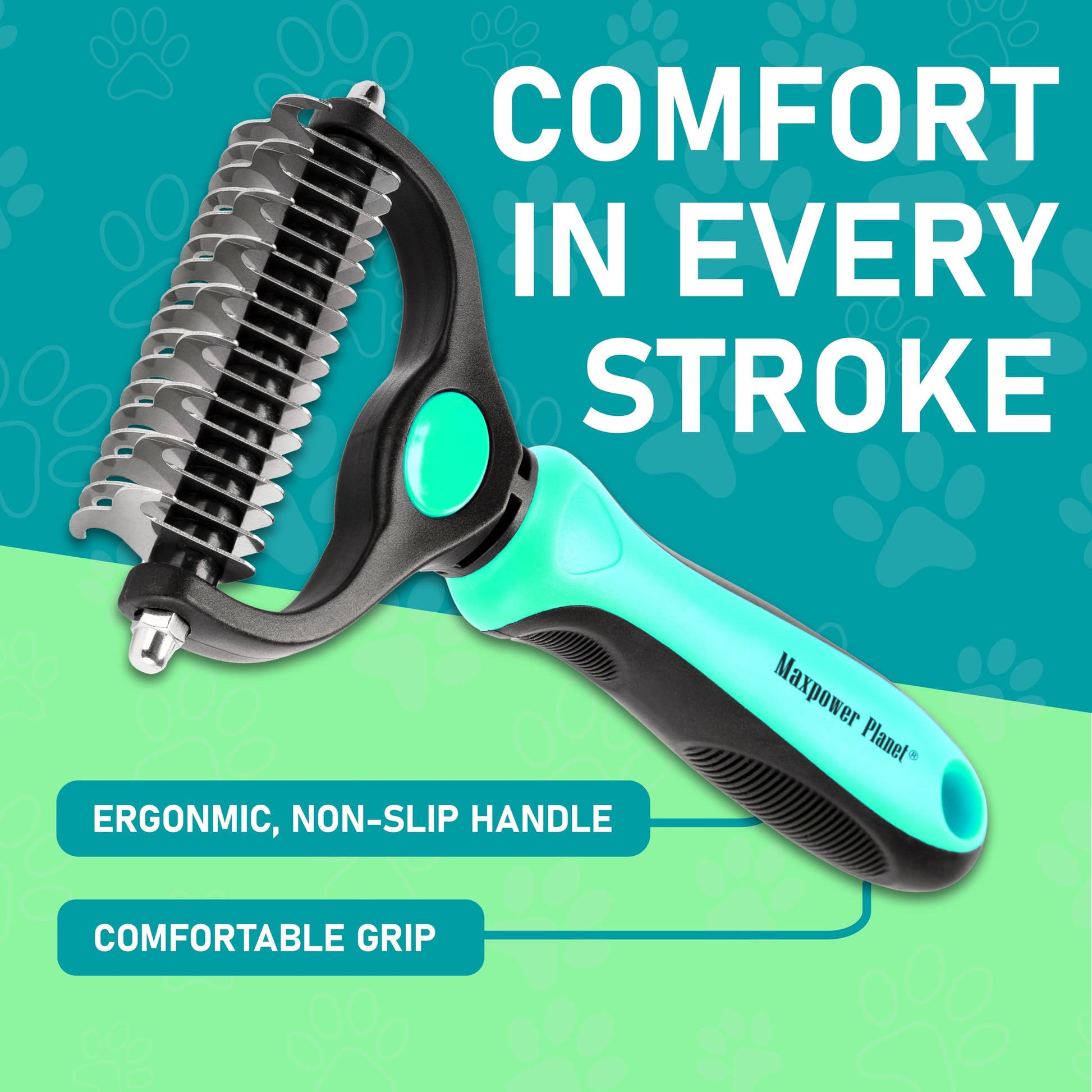 Maxpower Planet Pet Grooming Brush - Double Sided Shedding and Dematting Undercoat Rake Comb for Dogs and Cats,Extra Wide (B1 - Rake, Gloves & Comb, Large) jlhbookstore.store
