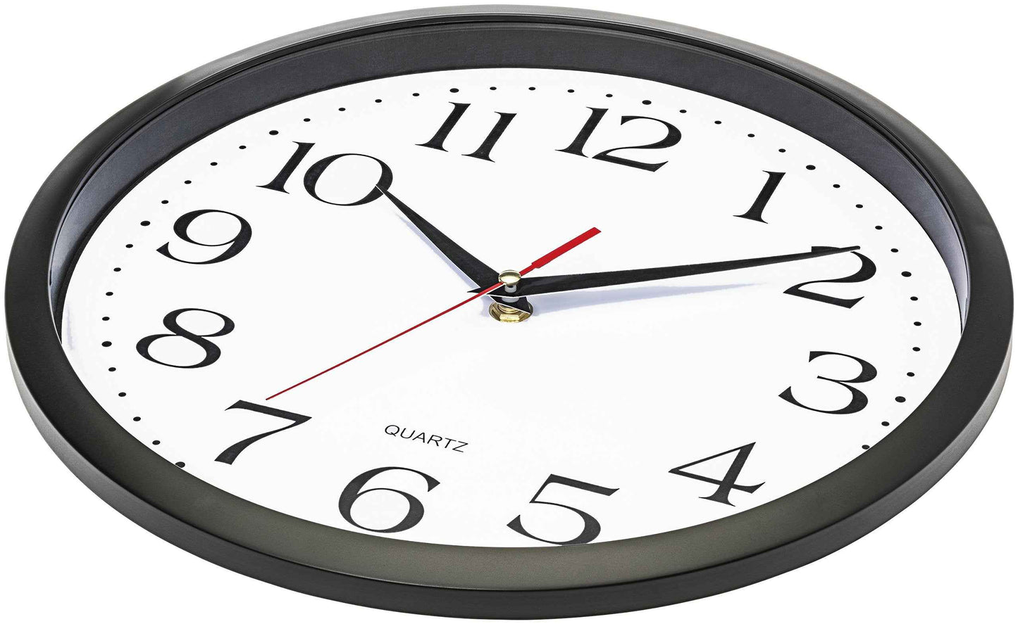 Bernhard Products Black Wall Clock Silent Non Ticking 10 Inch Quality Quartz Battery Operated Round Easy to Read Home/Office/Kitchen/Classroom/School Clock Sweep Movement