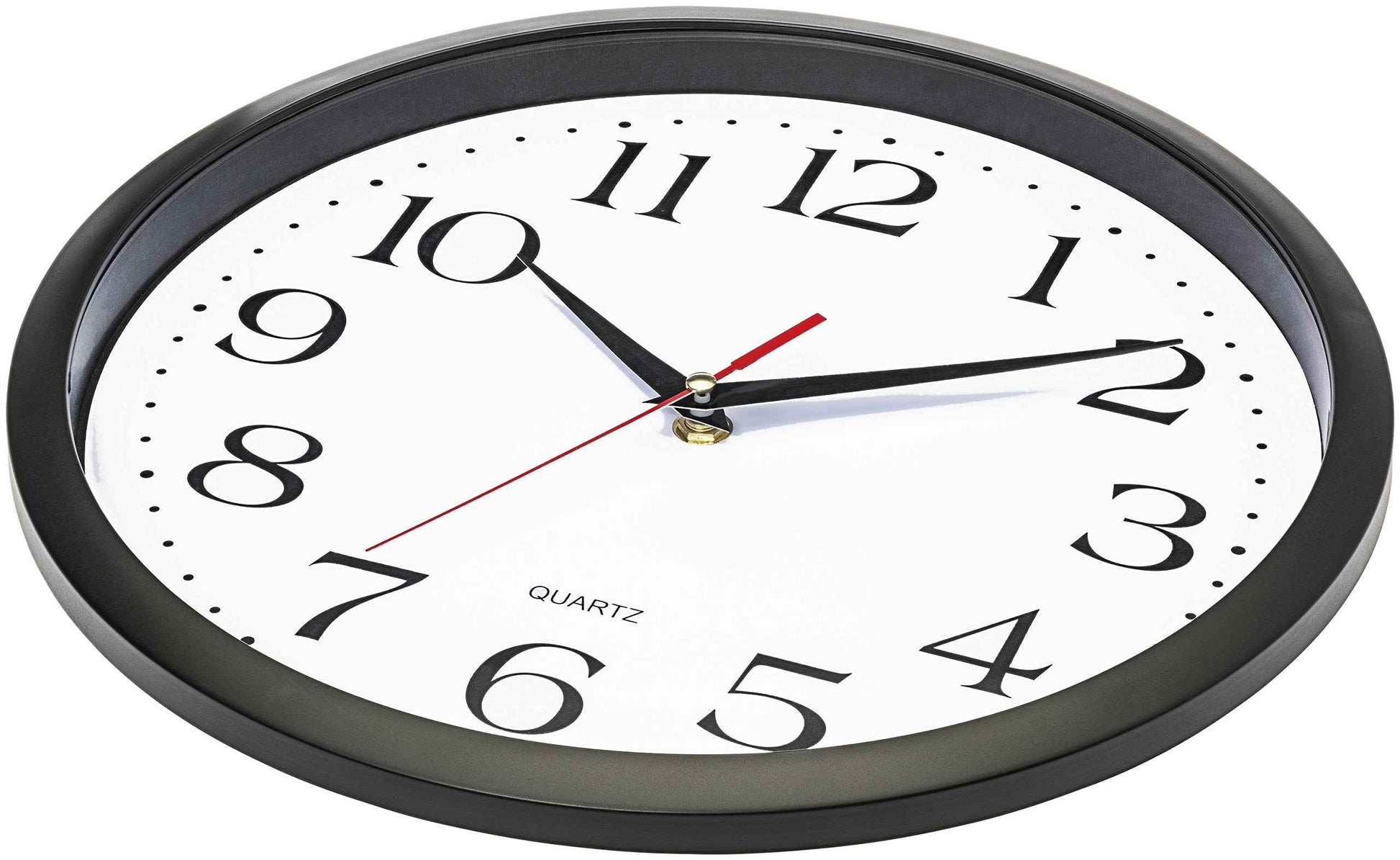 Bernhard Products Black Wall Clock Silent Non Ticking 10 Inch Quality Quartz Battery Operated Round Easy to Read Home/Office/Kitchen/Classroom/School Clock Sweep Movement