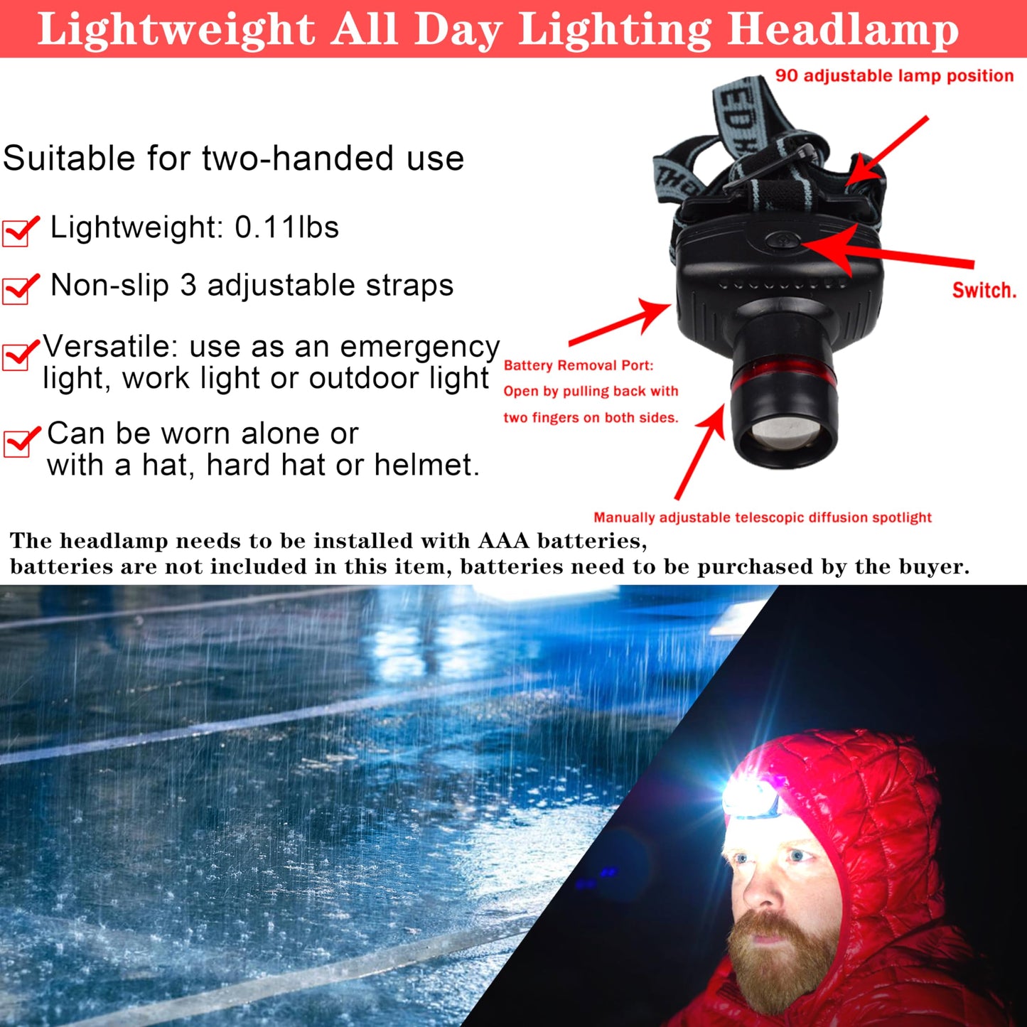 Car Roadside Emergency Kit, with Jumper Cables Automotive Kit,Car Safety Roadside Assistance Kit Headlamp,Tow Straps, Safety Hammers, Rainwear, Gloves.Black