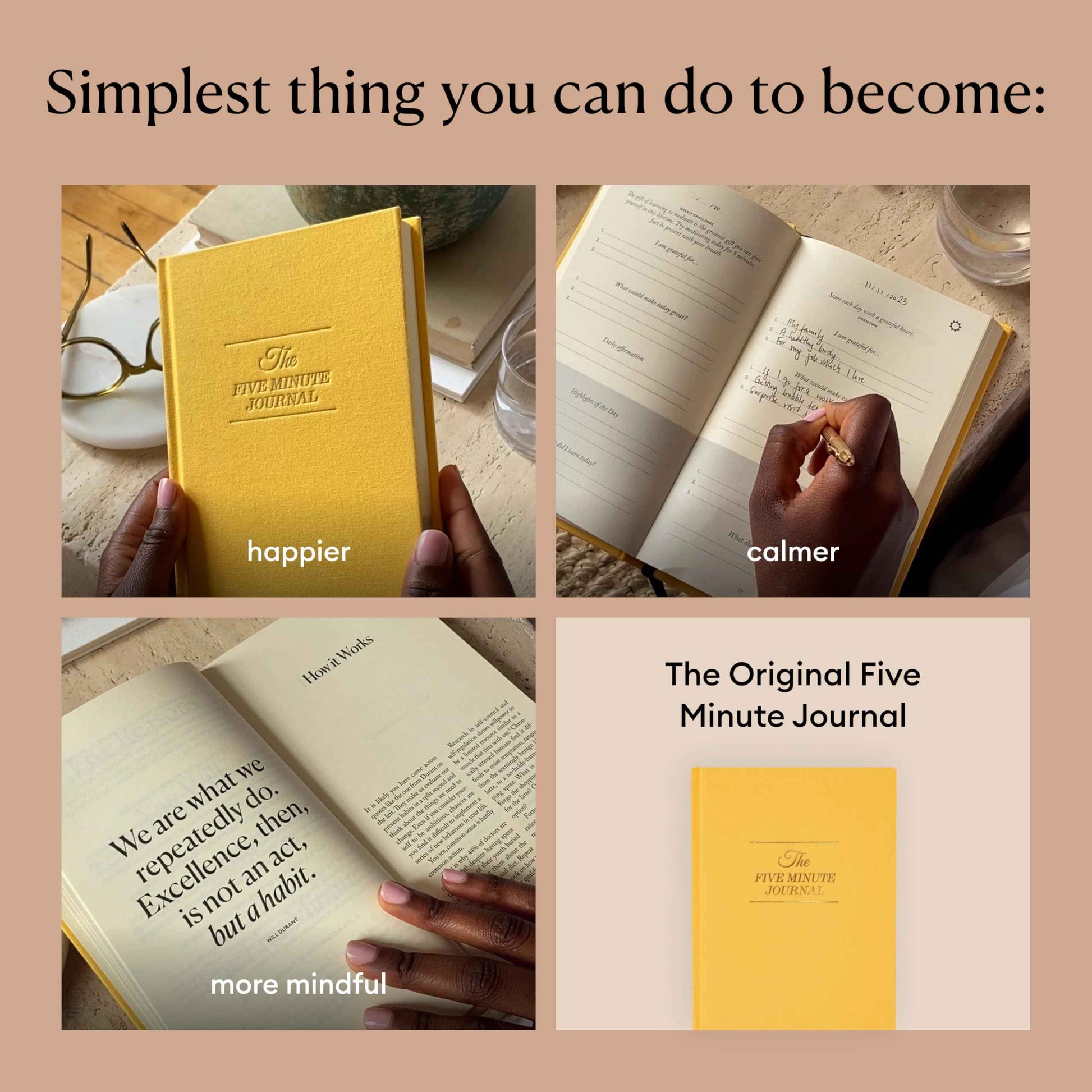 Intelligent Change The Five Minute Journal - Original Daily Gratitude Journal 2025 for Happiness, Mindfulness & Reflection - Daily Affirmations - Undated Planner Gifts for Women & Men