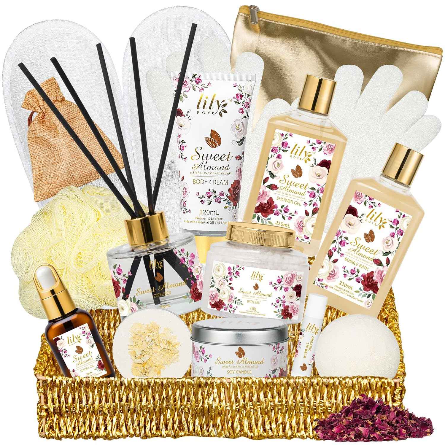 25Pcs Christmas Gifts for Women - Luxury Bath and Body Spa Gift Basket for Women with Necklace | Relaxing Care Kit Valentine's Mothers Day Gifts for Mom Gift Baskets for Anniversary or Bridal Shower