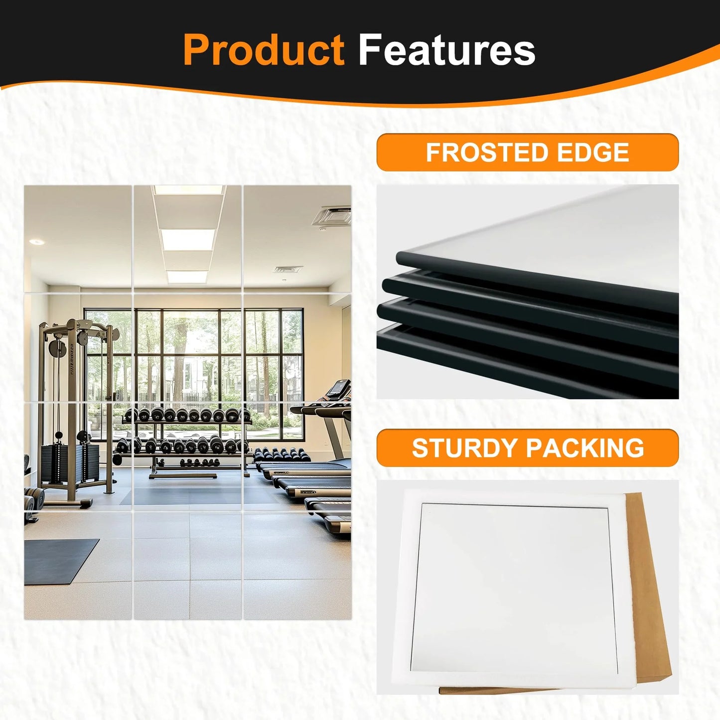 Delma Home Gym Mirrors, 12'' x 12'' Glass Mirror Tiles (16 PCS), Square Large Wall Mirror for Home Gym, Bedroom, Door,Bathroom, Frameless Mirror Sets - Jlhbookstore.store