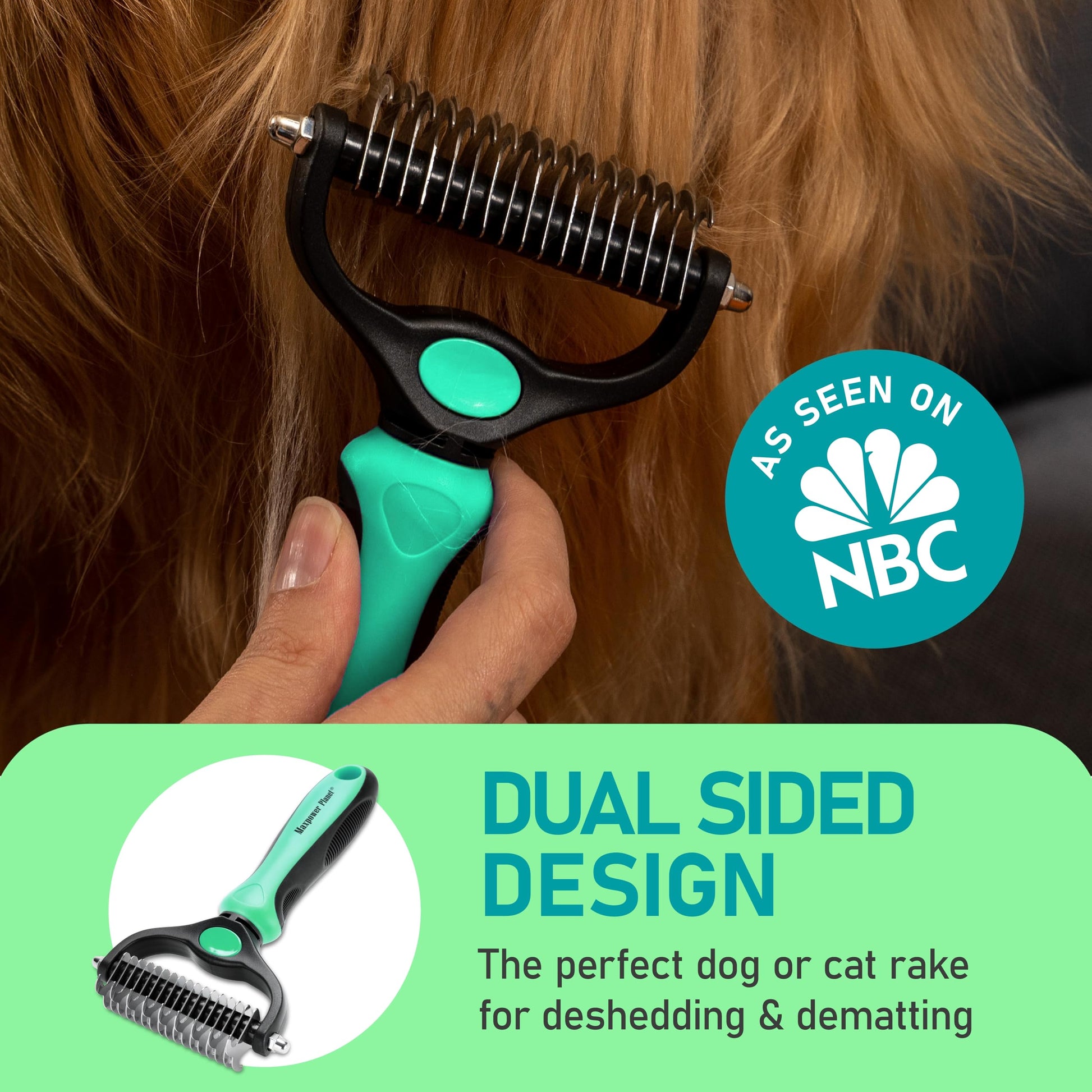 Maxpower Planet Pet Grooming Brush - Double Sided Shedding and Dematting Undercoat Rake Comb for Dogs and Cats,Extra Wide (B1 - Rake, Gloves & Comb, Large) jlhbookstore.store