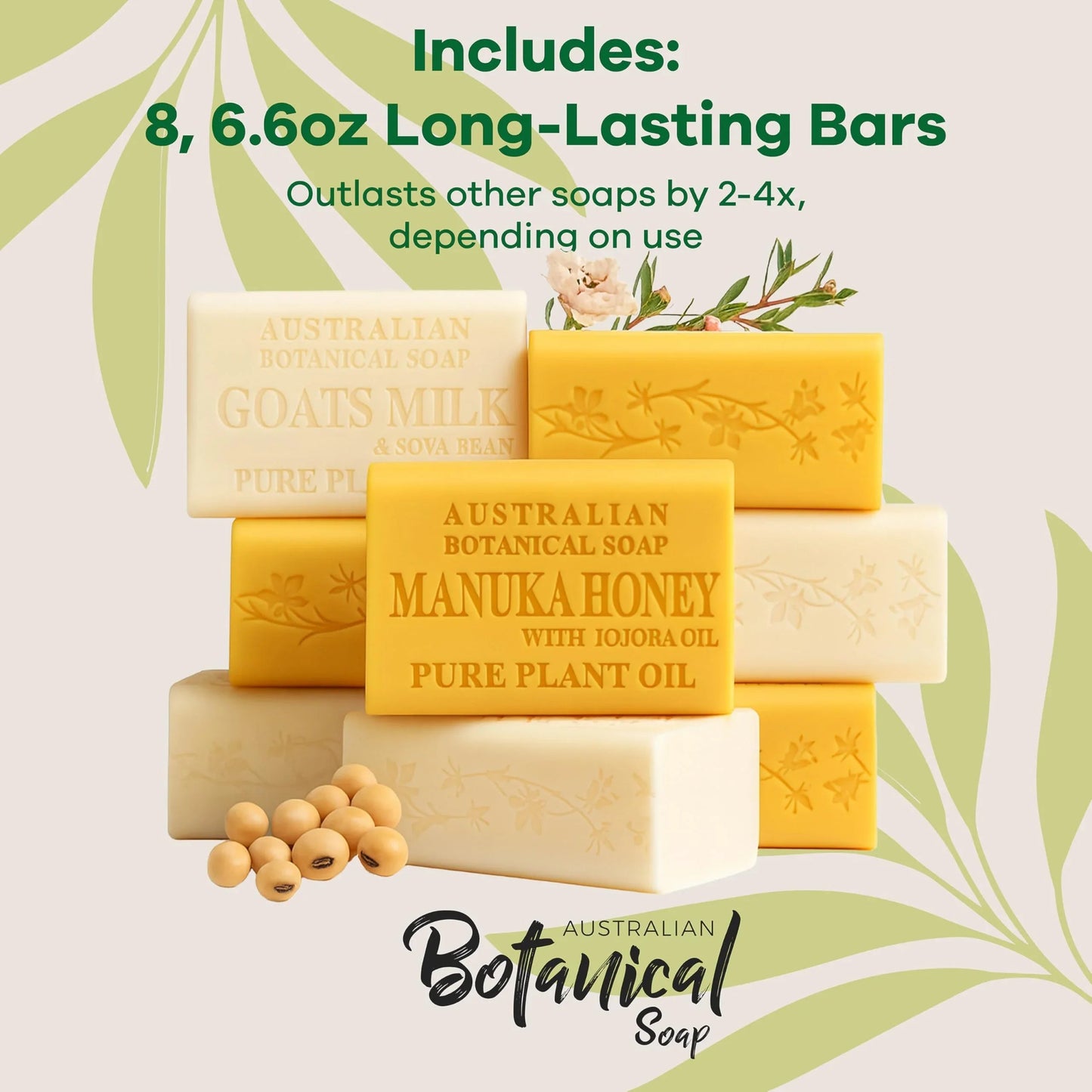 Australian Botanical Soap, 6.6 OZ, Triple Milled Bars with Pure Plant Oil, Natural Soap Base, Enriched with Organic Shea Butter, for Men, Women, All Skin Types, Variety Pack of 8, Packaging May Vary jlhbookstore.store