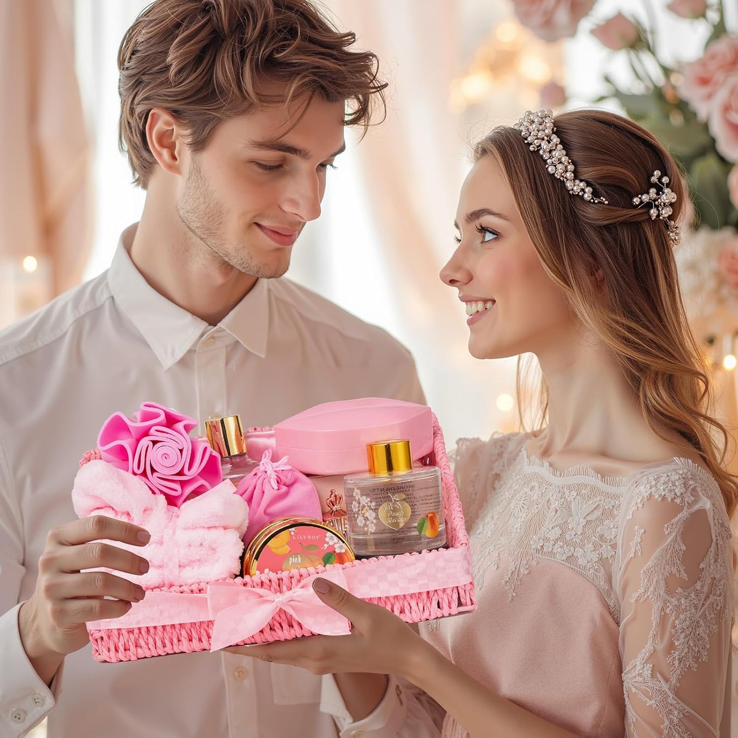 25Pcs Christmas Gifts for Women - Luxury Bath and Body Spa Gift Basket for Women with Necklace | Relaxing Care Kit Valentine's Mothers Day Gifts for Mom Gift Baskets for Anniversary or Bridal Shower