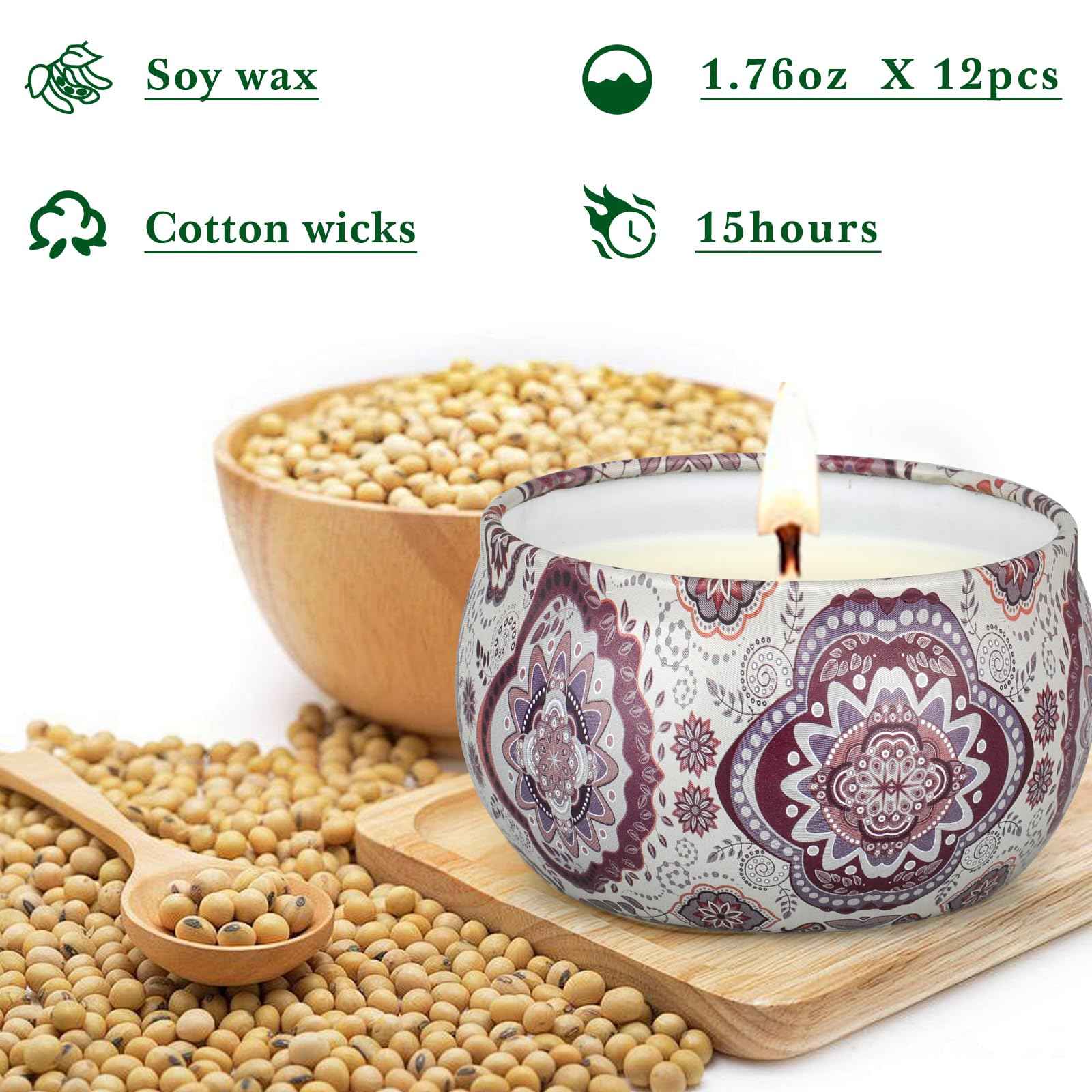 Scented Candles Gift Set,12 Pack Candles for Home Scented, 300 Hour Long Lasting Soy Wax Aromatherapy Candle Set, Birthday Gifts for Women with Gift Box