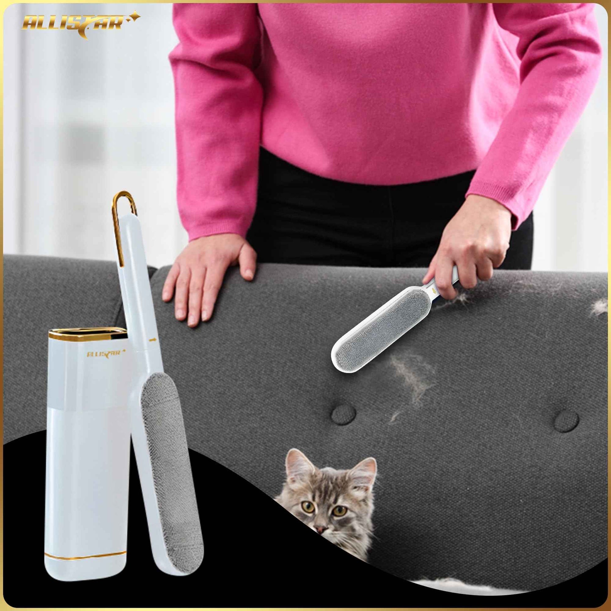 Pet Hair Remover, Lint Remover, Lint Brush for Clothes, Furniture, Carpets, Car Seats. Cat Hair Remover. Dog Hair Remover Laundry. Double-Sided. Reusable. Self-Cleaning Base. ALLISTAR (Forest Green)