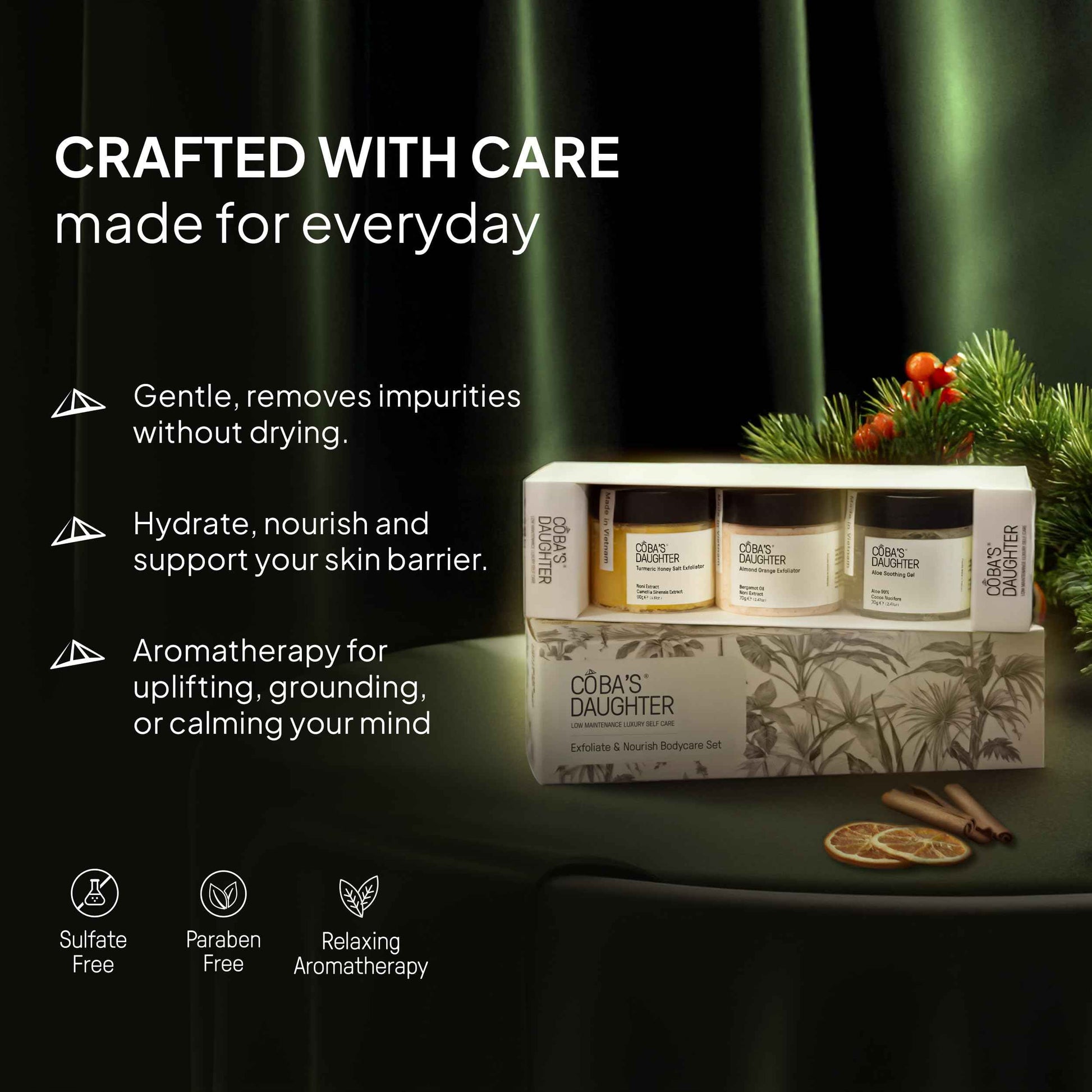 COBA’S DAUGHTER Christmas Gift for Women - Bath & Body Care Gift Basket, 7-Piece Spa Inspired Set with Body Wash, Bubble Bath & Travel Minis - Perfect Birthday Gift, Self-Care Spa Set