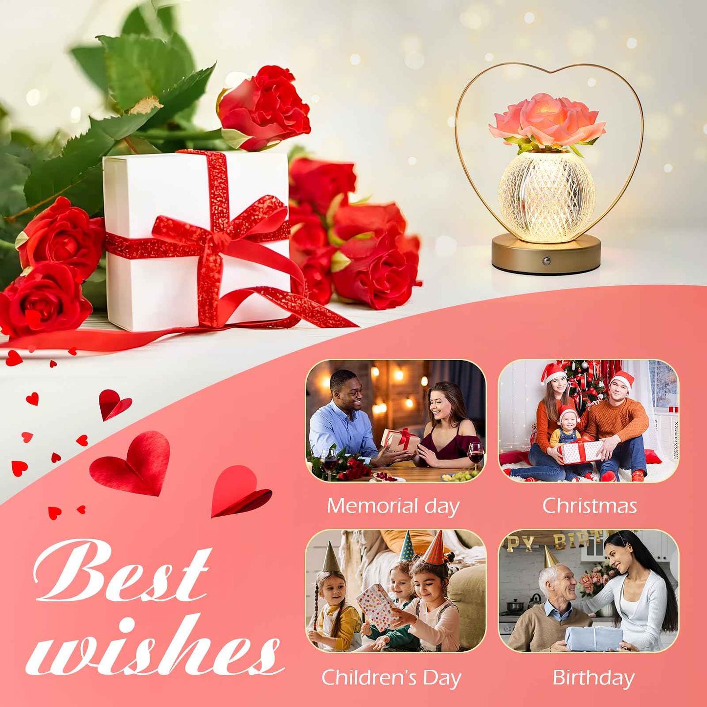 Sunflowers Flower Lamp,Rechargeable Cordless Touch Table Lamp,3-Colour Infinitely Dimming Small Night Light,Festival Restaurant Bedroom Bar Coffee Shop Birthday Gifts for Women Mom