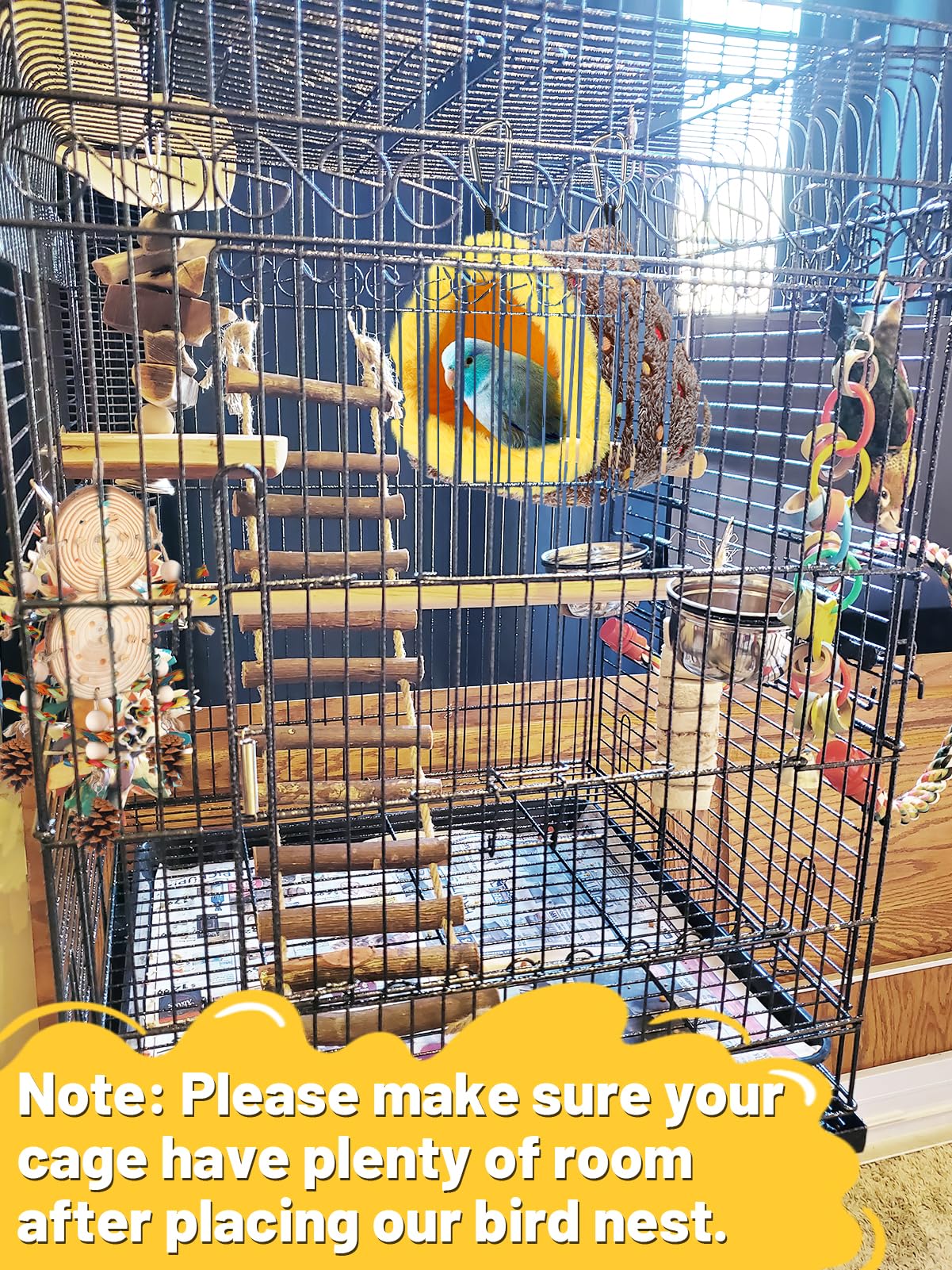 Small Winter Warm Bird Nest for Cage - Comfortable Bird Bed with Support Board, Hanging Hammock Shed Hideaway Hut Gift for Macaws African Grey Amazon Parrots