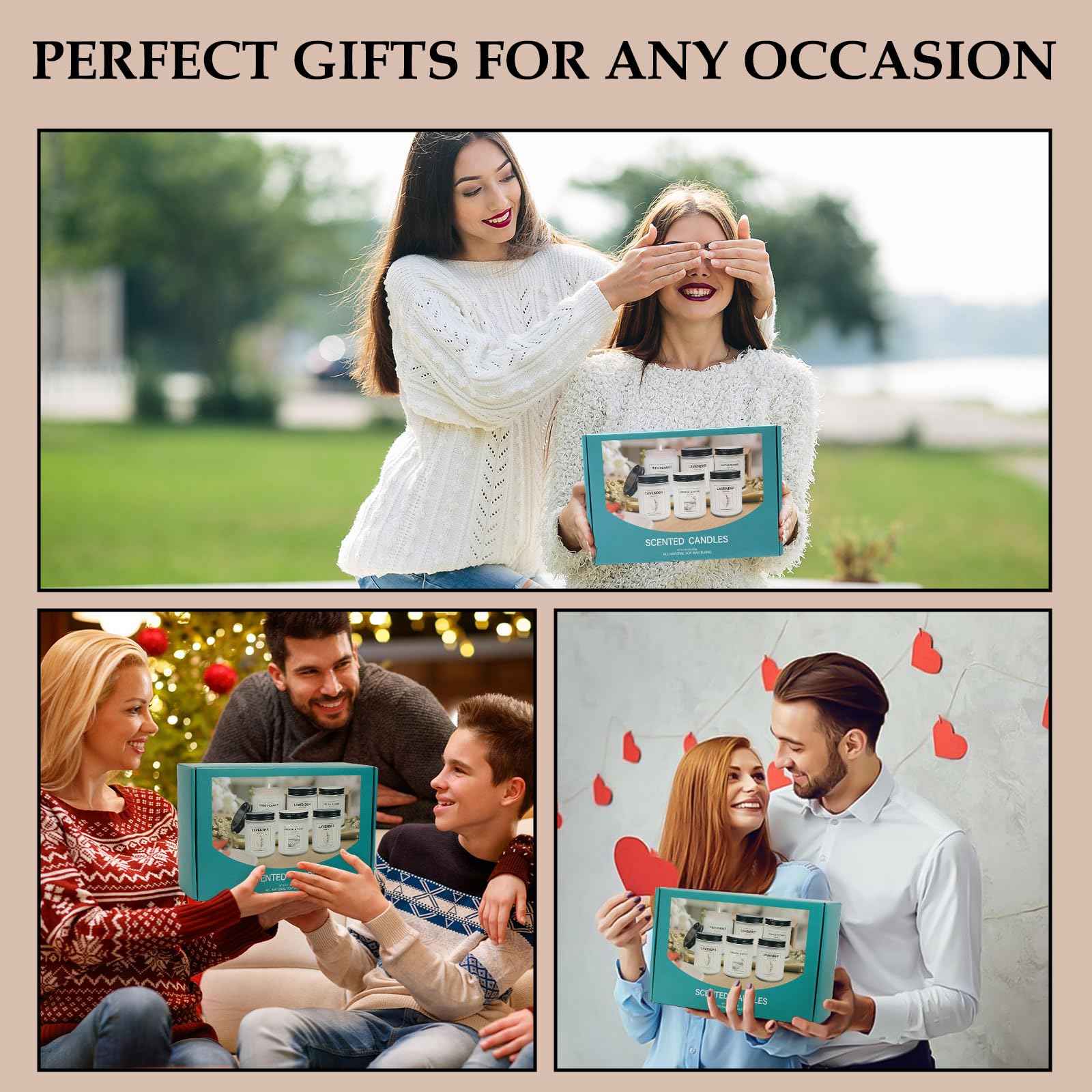 Lavender Candle Gift Set, 4 Pack Soy Wax Scented Candles for Home – Lavender, Sage & Ponderosa Pine – Aromatherapy Candles for Relaxation, Stress Relief & Christmas Gifts for Women