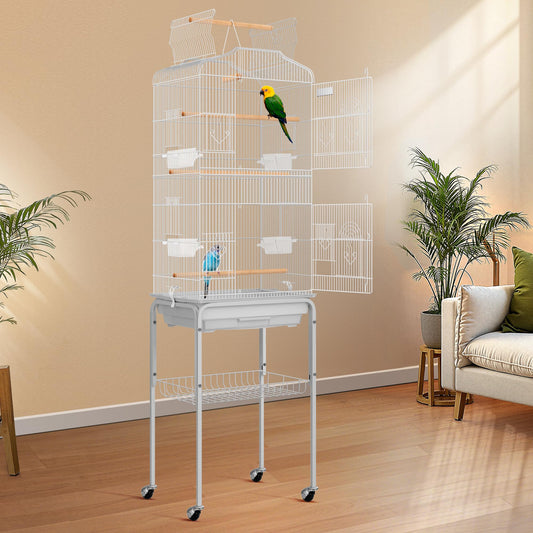 VIVOHOME 64 Inch Bird Cage with Play Top and Rolling Stand for Parrots Conures Lovebird Cockatiel Parakeets Gray