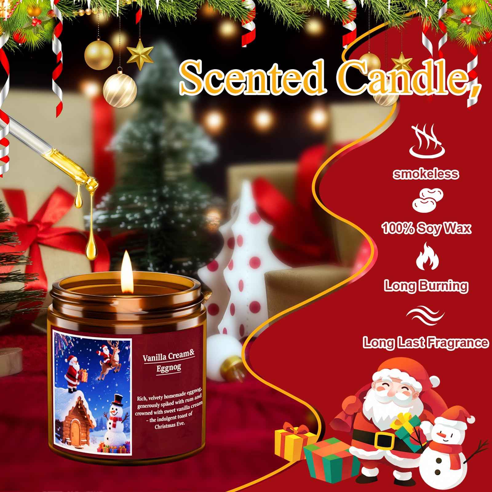 Christmas Candle Set, 6 Pack Candles for Home Scented, Aromatherapy Jar Candle Gifts for Women, Natural Soy Wax Long Lasting Glass Candle Set, Scented Candles for Christmas, Birthday, Thanksgiving Day