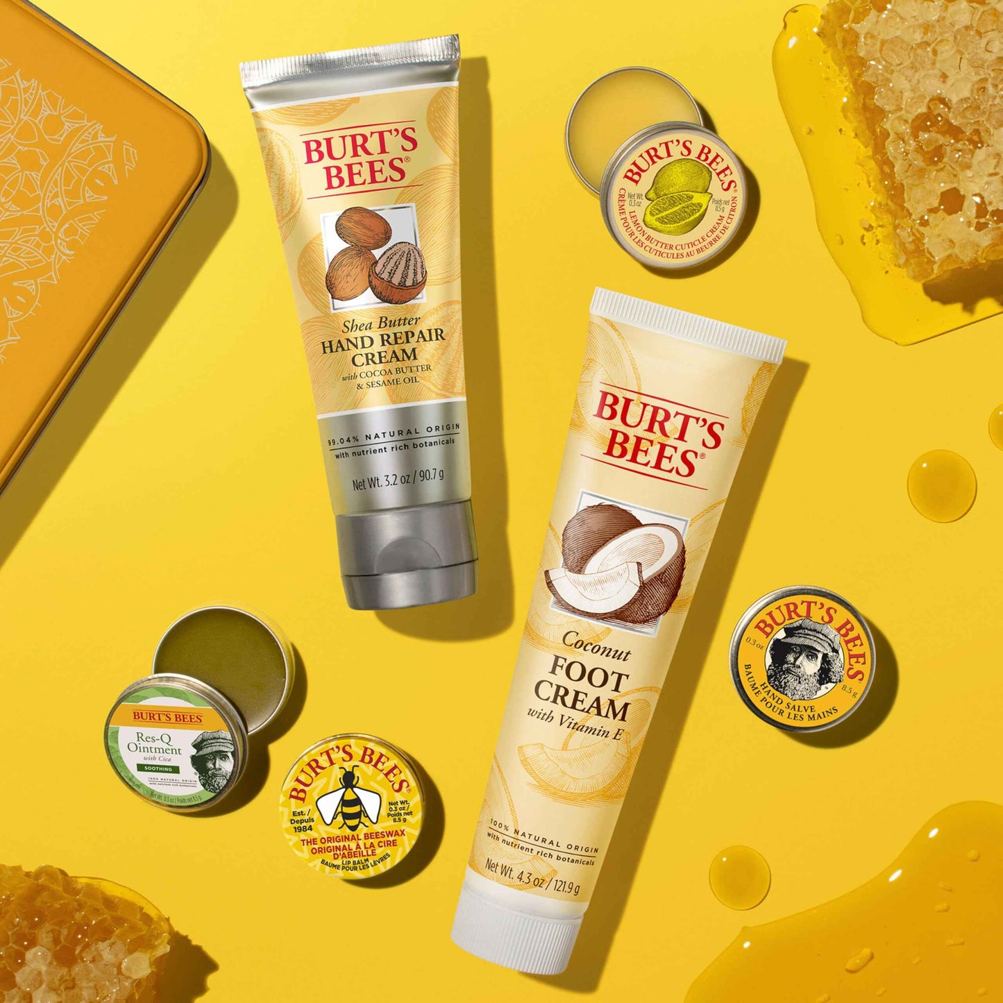 Burt's Bees Christmas Gifts, 3 Body Skincare Stocking Stuffers, Hand Repair Set, 3 Hand Creams plus Gloves - Almond Milk Hand Cream, Lemon Butter Cuticle Cream, Shea Butter Hand Repair Cream