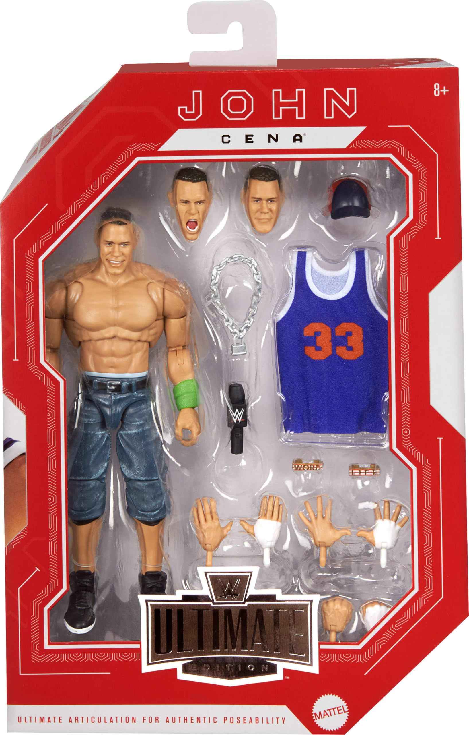 Mattel WWE Ultimate Edition John Cena 6-inch Action Figure & Accessories Set, 10+ Pieces Include Swappable Heads & Hands (Amazon Exclusive)