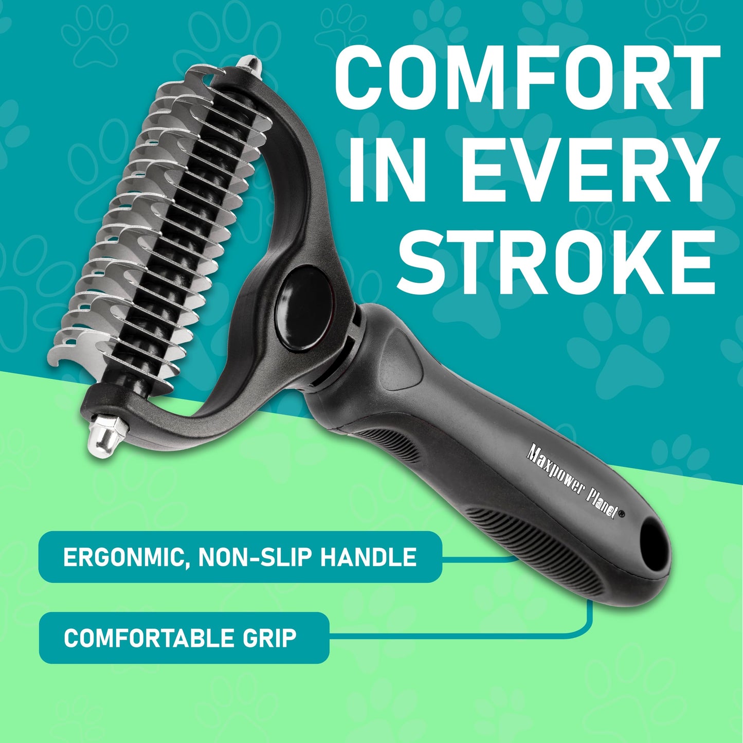 Maxpower Planet Pet Grooming Brush - Double Sided Shedding and Dematting Undercoat Rake Comb for Dogs and Cats,Extra Wide (B1 - Rake, Gloves & Comb, Large) jlhbookstore.store