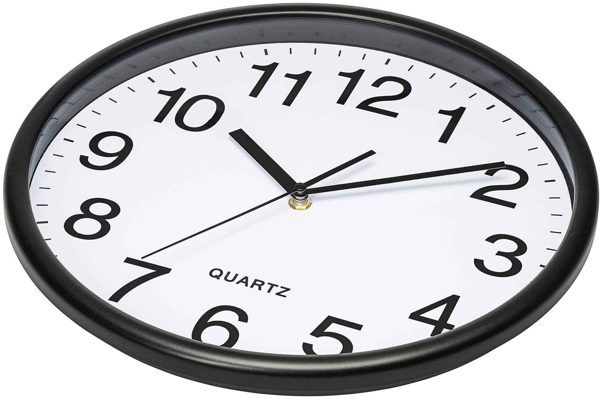 Bernhard Products Black Wall Clock Silent Non Ticking 10 Inch Quality Quartz Battery Operated Round Easy to Read Home/Office/Kitchen/Classroom/School Clock Sweep Movement