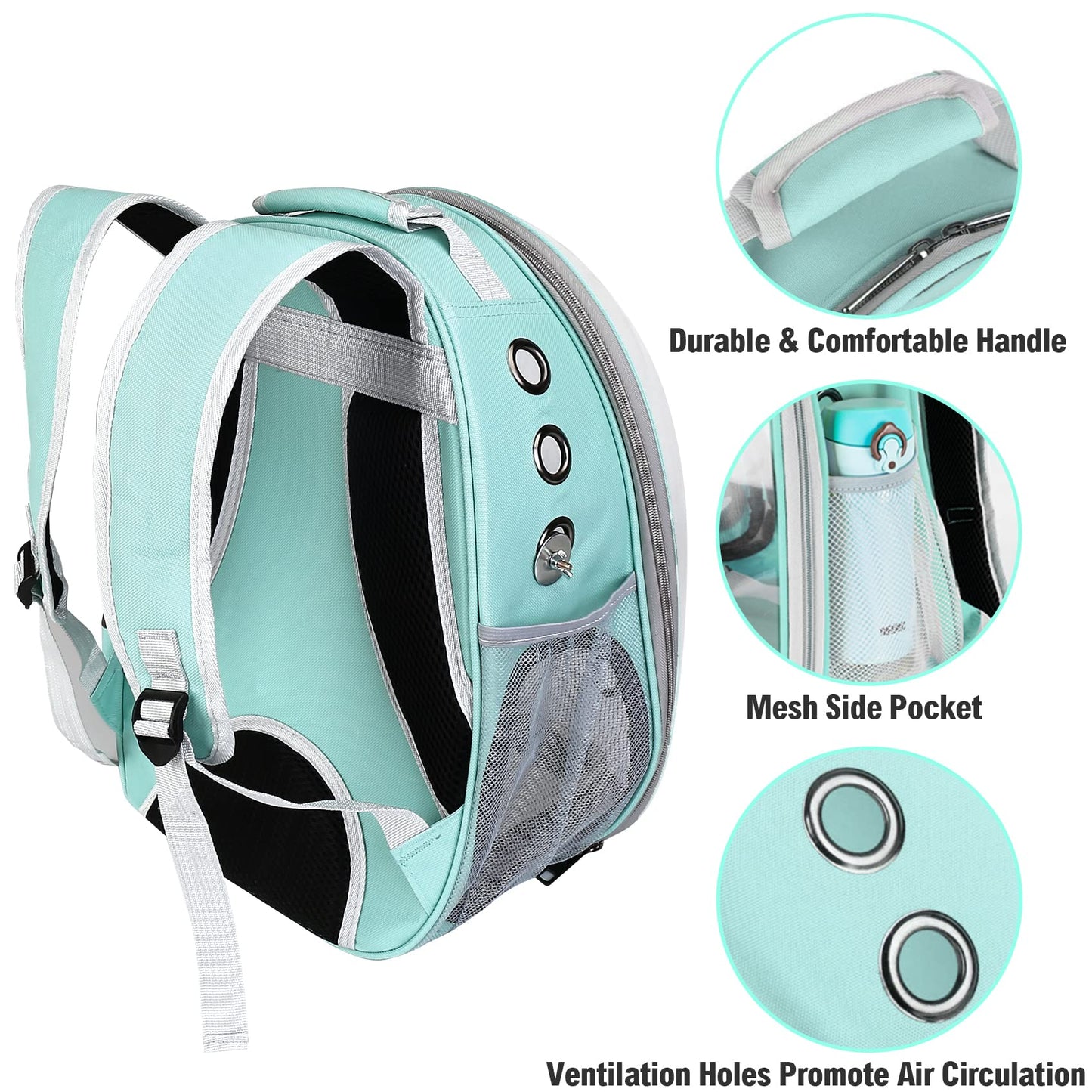 Bird Backpack Carrier with Perch, Portable Bird Travel Cage Bag, Clear Parrot Carrier Cockatiel Cage with Toy Stainless Steel Food Bowl Tray for Conures Parakeet Budgie Canary Lovebirds Small Animals