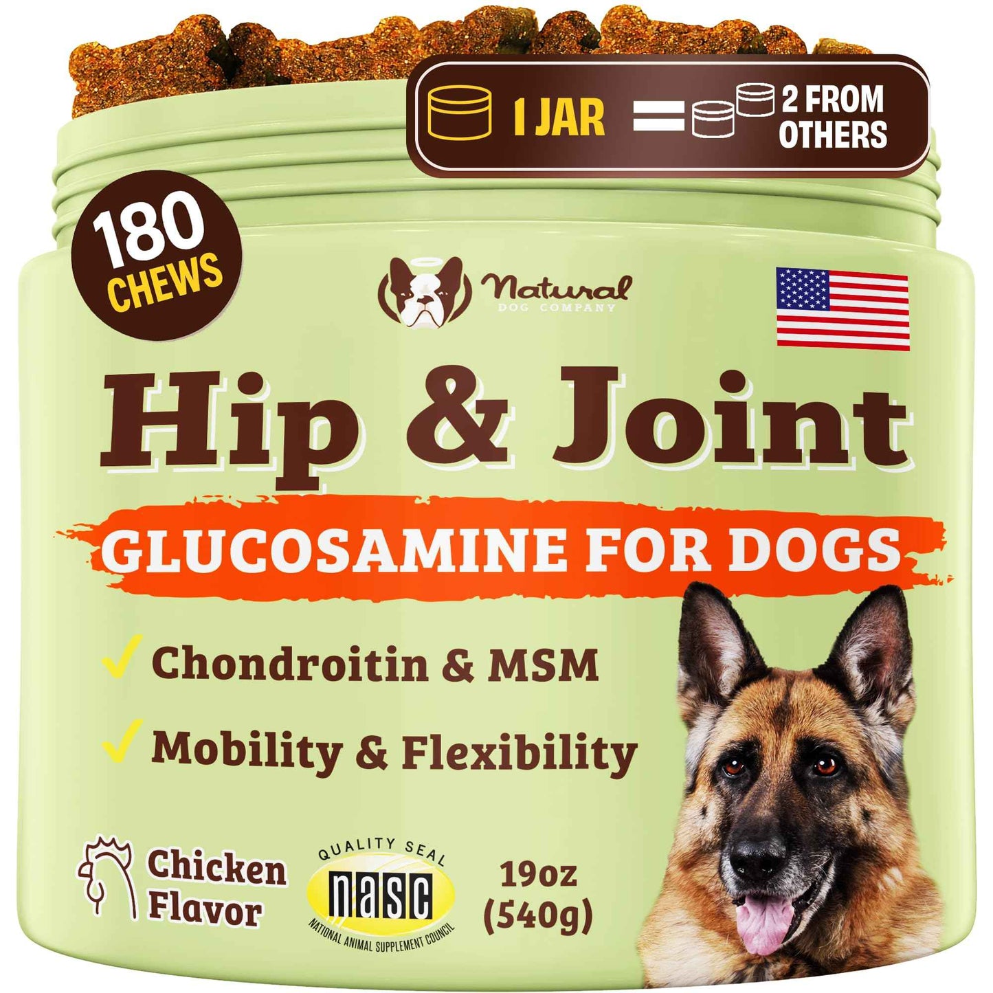 Natural Dog Company Liquid Glucosamine Hip & Joint Oil for Dogs, 16 oz, Extra Strength Cartilage & Joint Support, Helps Mobility and Eases Occasional Stiffness, Dog Vitamins & Supplements