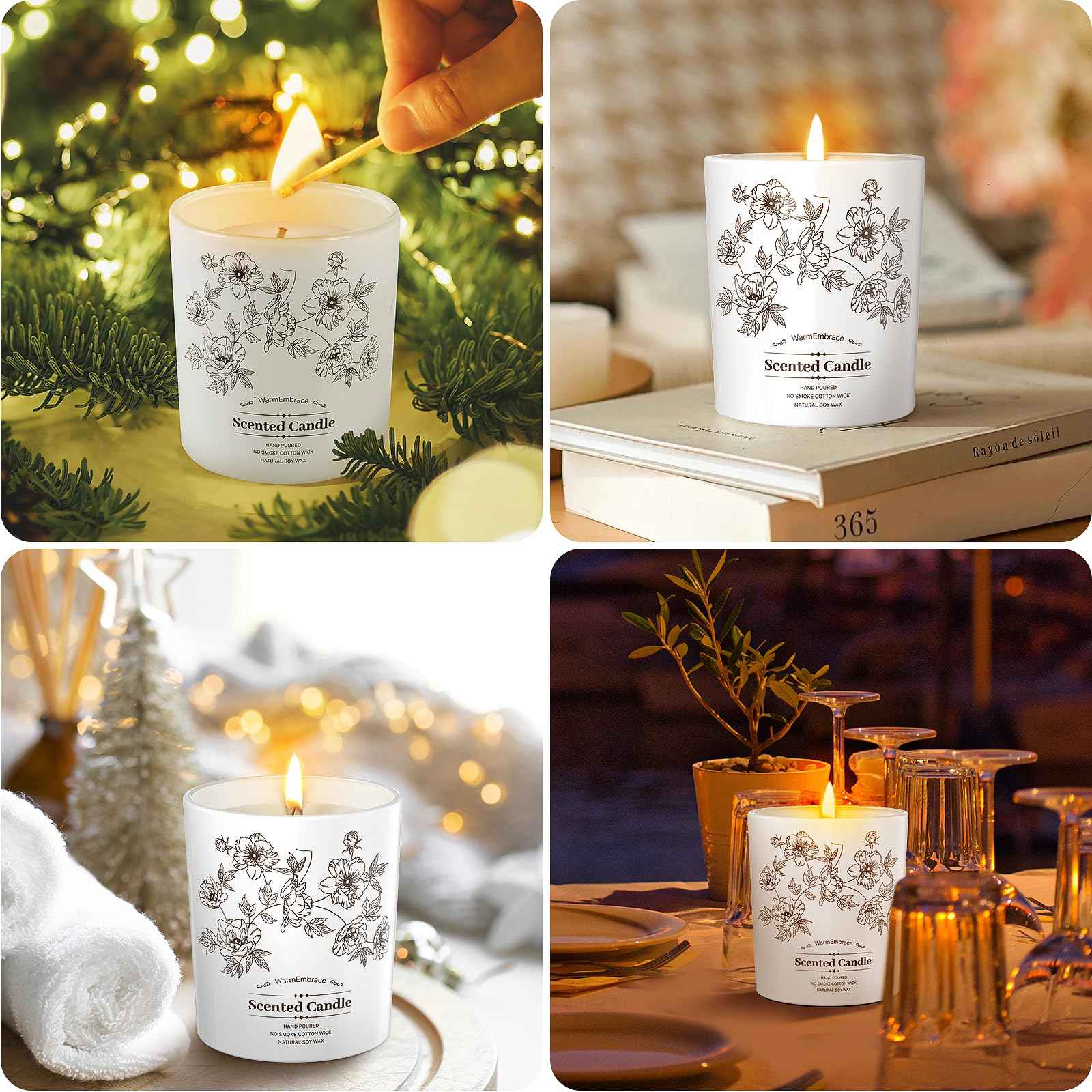 Deluxe Scented Candle for Women & Men, Vanilla Coconut Soy Wax Candle, 8 Oz Jar Candle for Home, Scented-60 Hours Long Lasting Burning, Suitable Gift for Mom