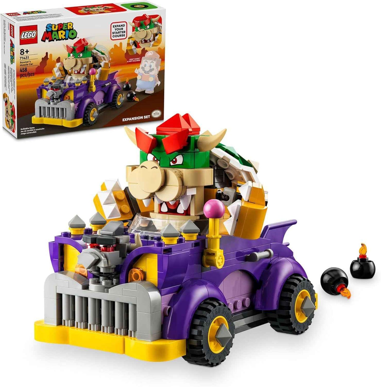 LEGO Super Mario Bowser's Muscle Car Expansion Set Building Toy - Collectible Bowser Toy for Boys & Girls, Ages 8+ Years - Gifts for Christmas - 71431